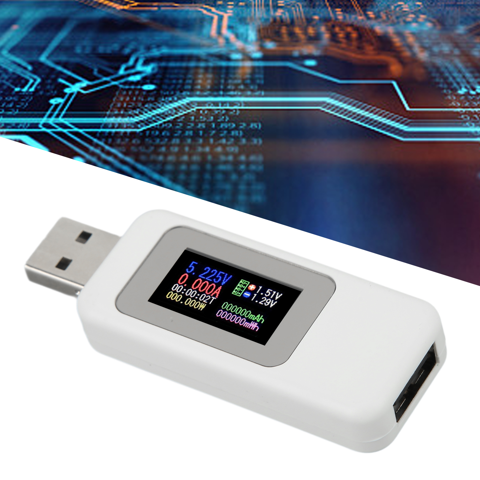 Kws-mx18 Usb-strom-, Spannungs-, Kapazitäts- Und Leistungsmessgerät, Handy-ladegerät, Mx18 Externer Batteriemonitor (weiß)