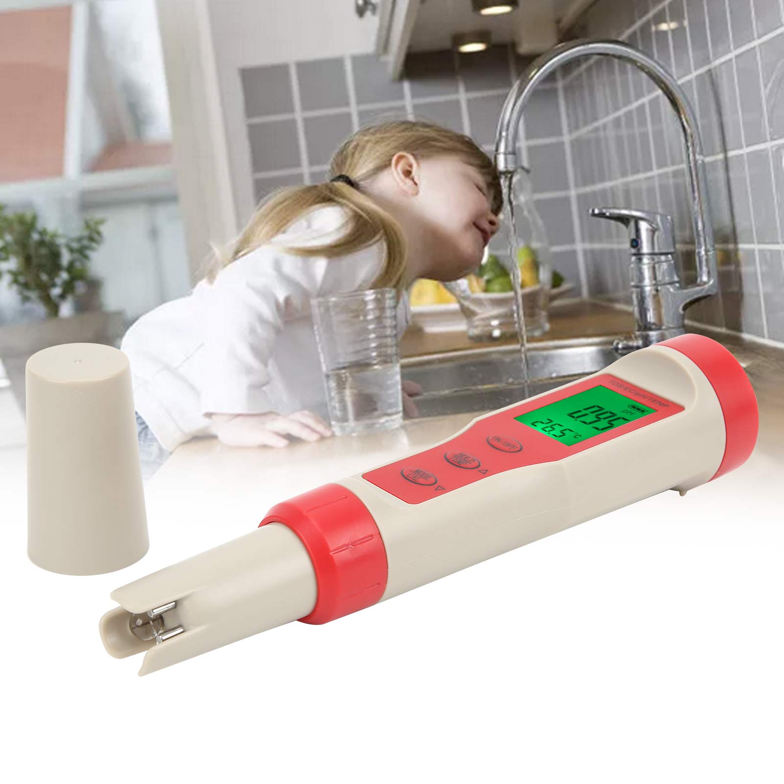 Tragbarer 4-in-1 Ph/tds/ec/temp-tester In Stiftform, Multifunktionales Wasserqualitätsanalysegerät Mit Leitfähigkeitsanzeige Und Hintergrundbeleuchtung.