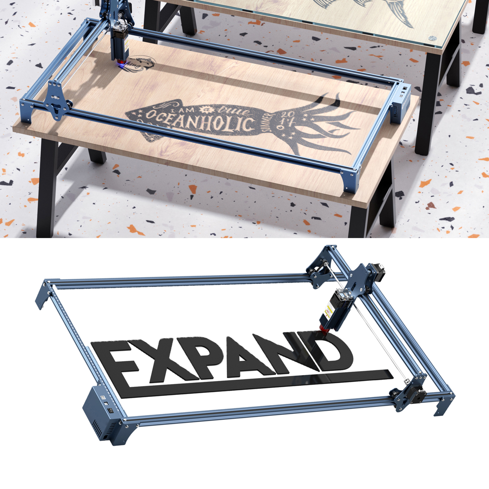 Das Sculpfun Gravurbereich-erweiterungsset Vergrößert Den Gravurbereich Der Maschinen S6/s6pro/s9 Auf 950 X 410 Mm. Die V-förmige Aluminiumnut Lässt Sich Ohne Zusätzliches Zubehör Sofort Montieren Und