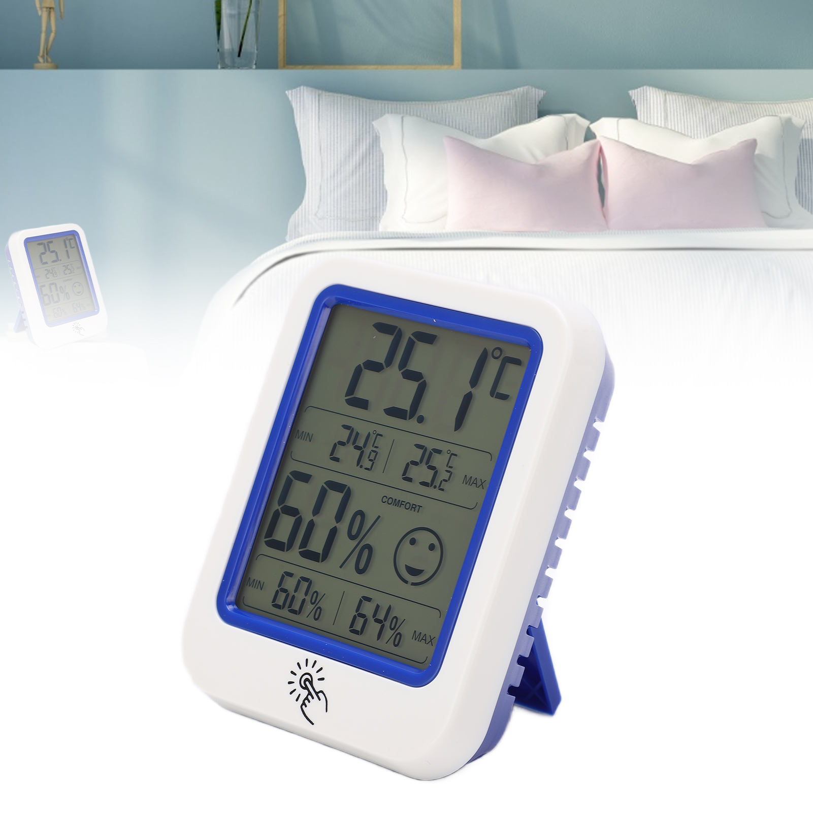 Ow-159 Intelligentes Thermometer Und Hygrometer Mit Hintergrundbeleuchtung Für Den Heimgebrauch – Touchscreen