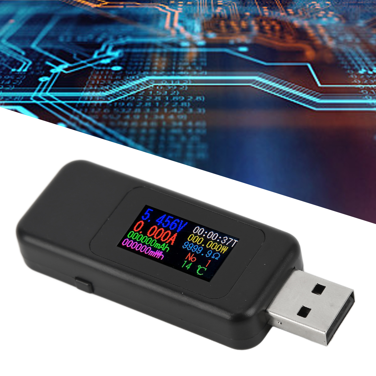 Kws-mx18 Usb-strom-, Spannungs-, Kapazitäts- Und Leistungsmessgerät, Handy-ladegerät, Mx18 Externer Batteriemonitor (schwarz)