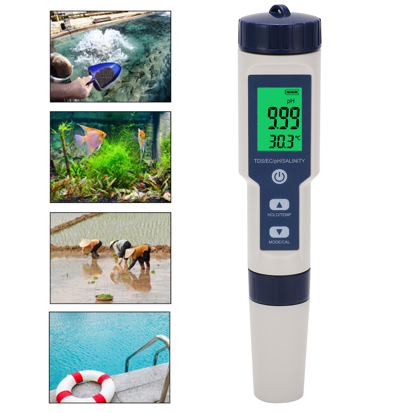 Ez-9909sp 5-in-1 Wasserqualitätstester: Ph-wert + Tds + Ec + Salzgehalt + Temperatur