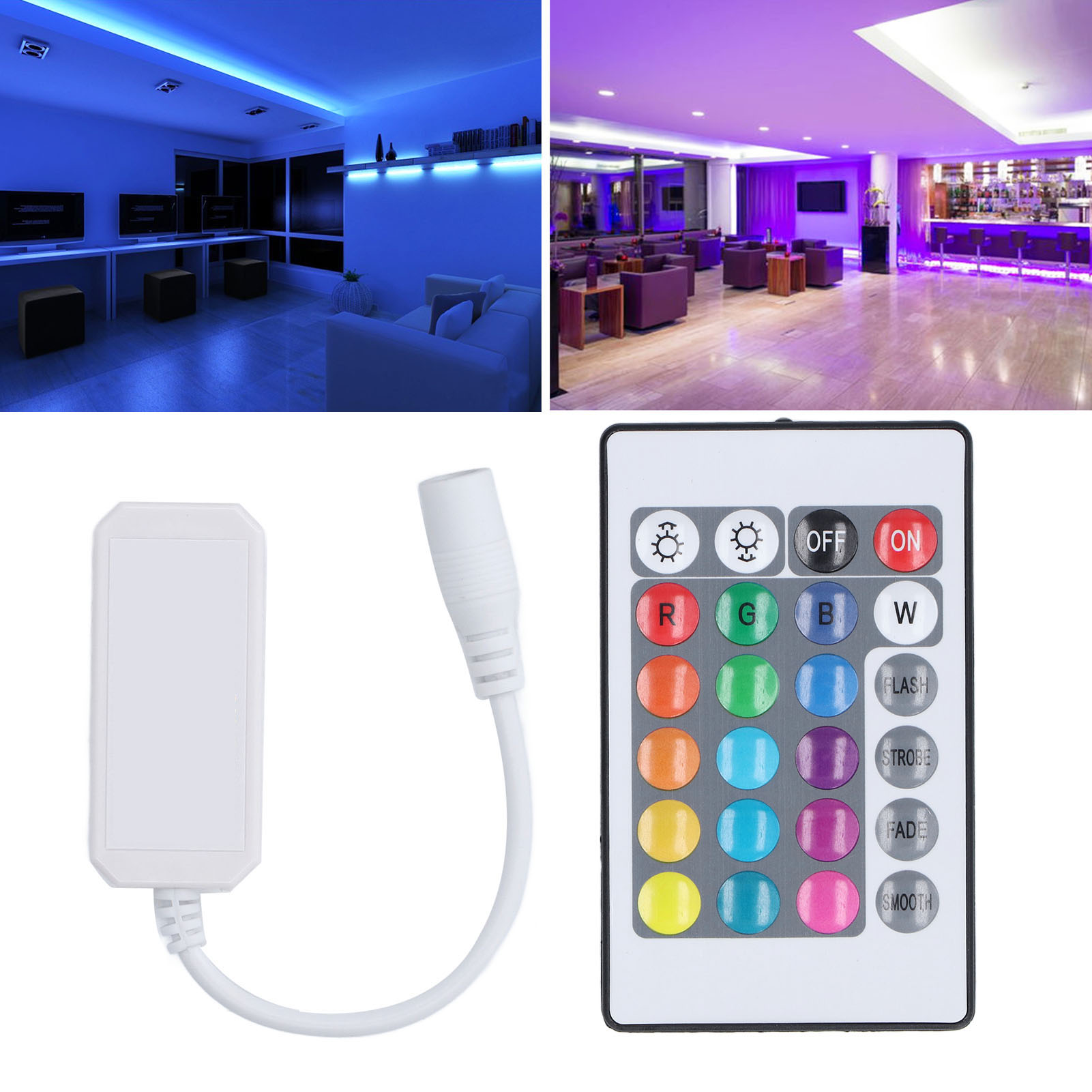 Intelligenter Led-musik-controller Mit Vier Pins Wlan-anschluss, 2,4-ghz-funkfernbedienung Mit 24 Tasten, Rgb-farblichtstreifen-dimmer.