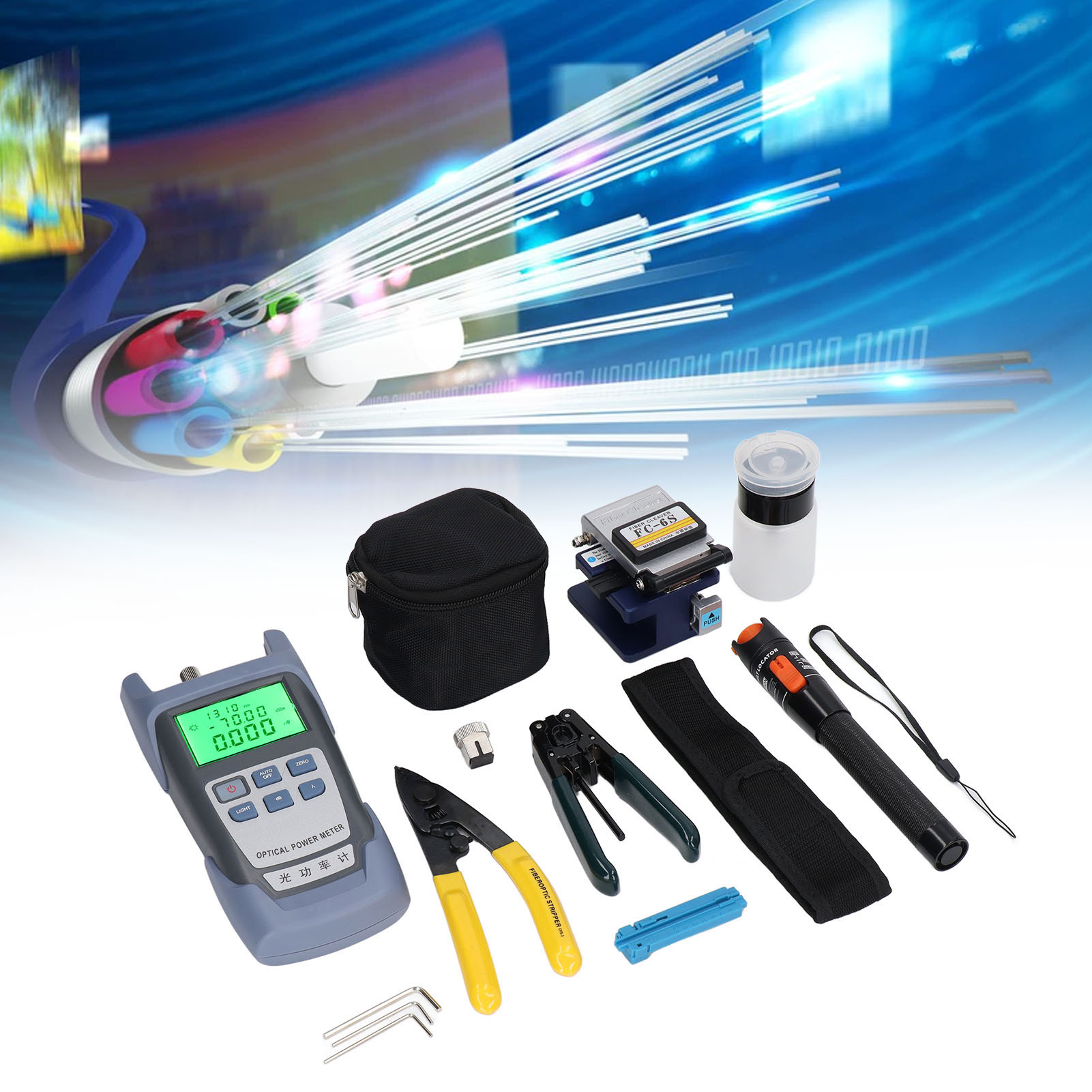 15-teiliges Glasfaser-werkzeugset Inklusive Eines Optischen Durchflussmessers Dxl-40d.