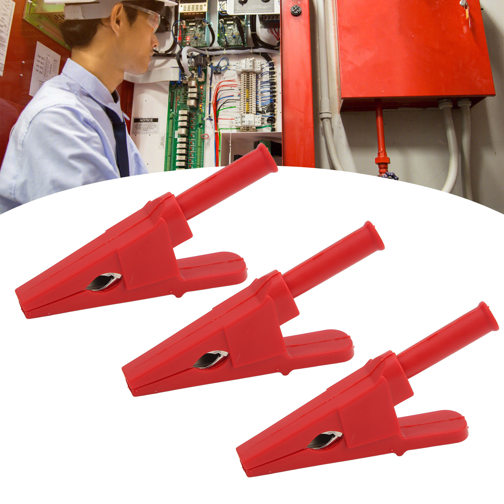 J.60050 20mm Offene Angeladapterklemme Aus Vollkupfer Mit 4mm Buchse Am Ende Für Leistungsprüfungen, Verkauft In 10er-packungen (rot).