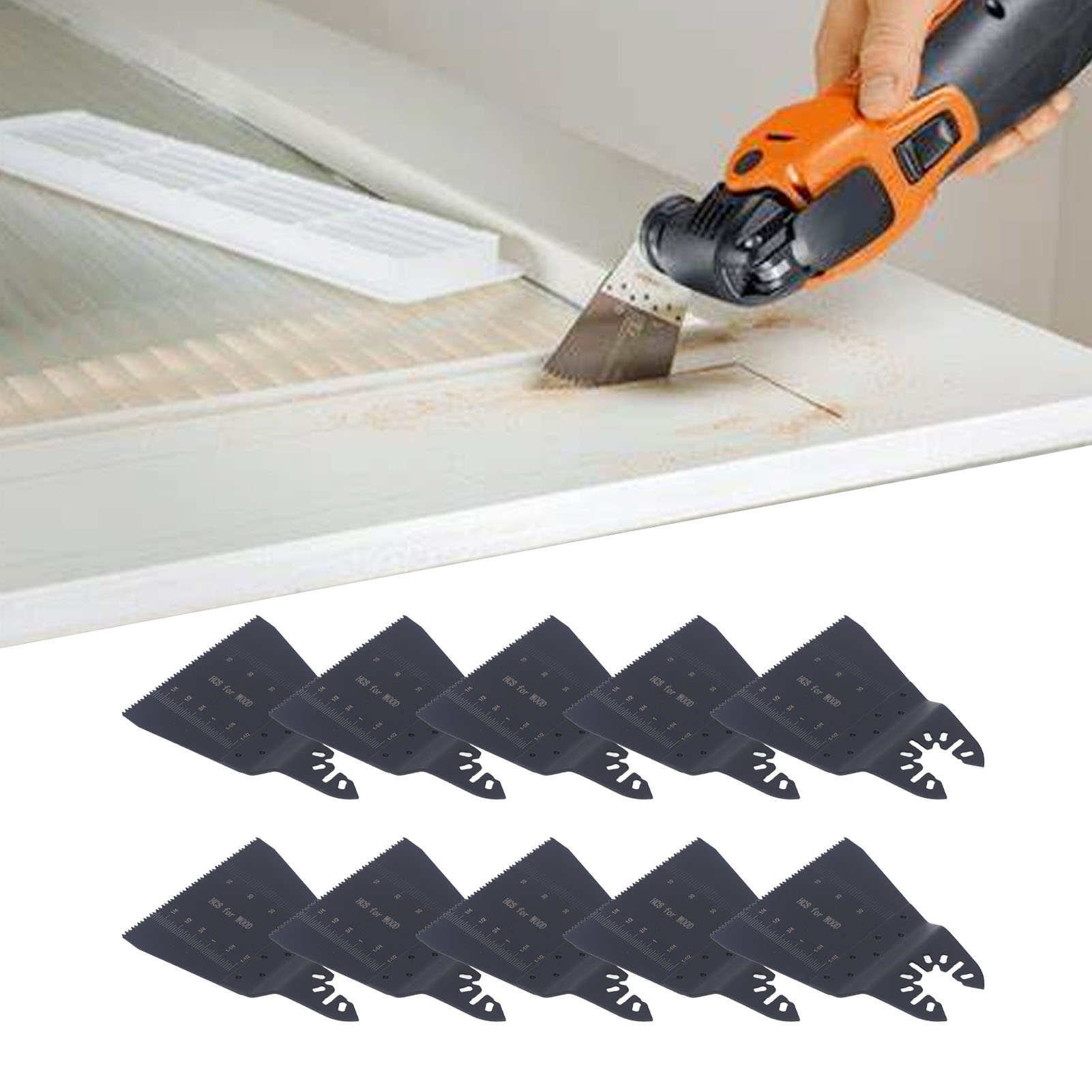 Packung Mit 10 Multifunktionalen Oszillierenden Sägeblättern Mit Schnellmontage, Aus Kohlenstoffstahl, Mit 65 Mm Feinen Zähnen.
