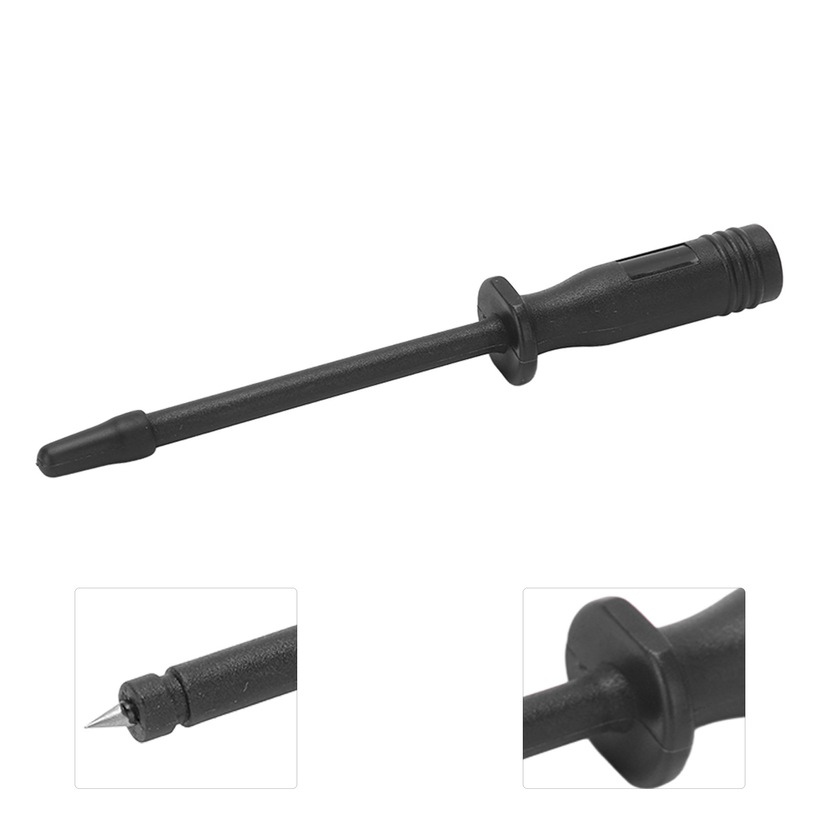 J.30016 Kurze Runde Prüfspitze Mit 4 Mm Lochsonde Und Drahtlochsonde, Standardstecker, 2 Stück Zusammen Verkauft, Schwarz.