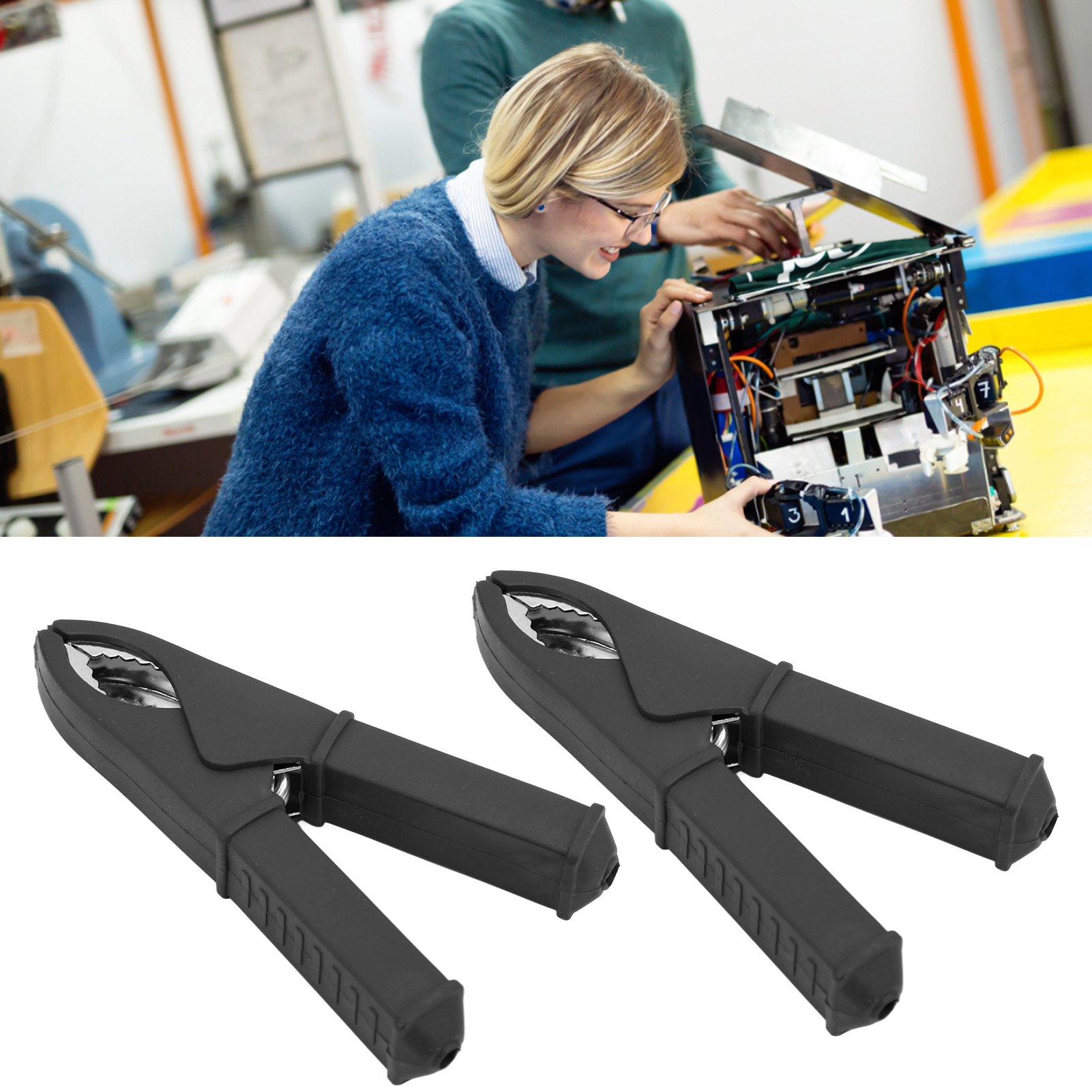 J.60052 Ganzkupfer-prüfklemme 100 Mm, Batterieprüfklemme, Krokodilklemme, Federklemme, 2 Stück Zu Verkaufen, Schwarz.