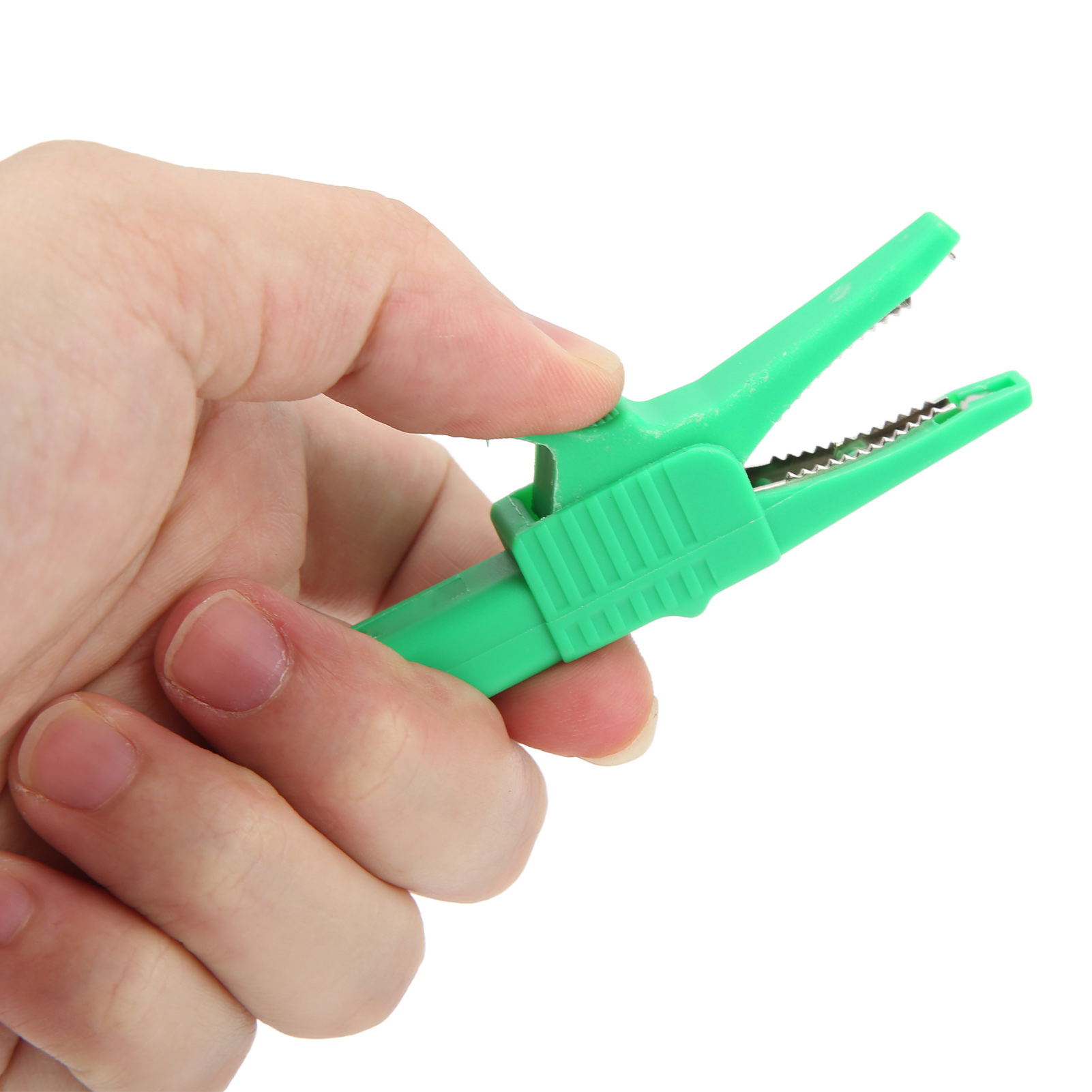 J.60039 Sicherheitsprüfklemme Mit 4 Mm Bananenstecker Am Ende, Große Pistolengriffklemme, Verkauft In 5er-packs, Grün.
