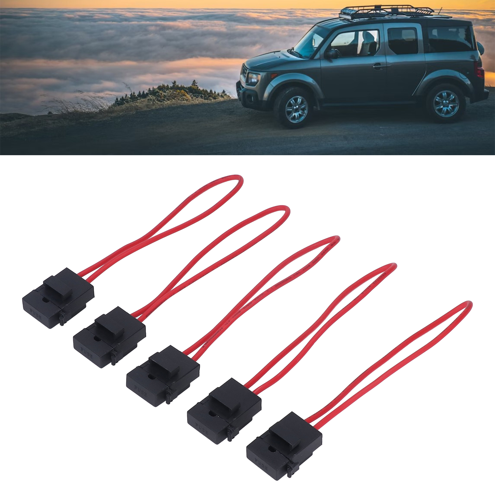 Satz Von 5 Inline-sicherungshaltern, Gerade Stecksicherungshalter Mit Abdeckungen, Standard-drahtstärke 14awg, Ato/atc, Mit Standard-15a-sicherungen.