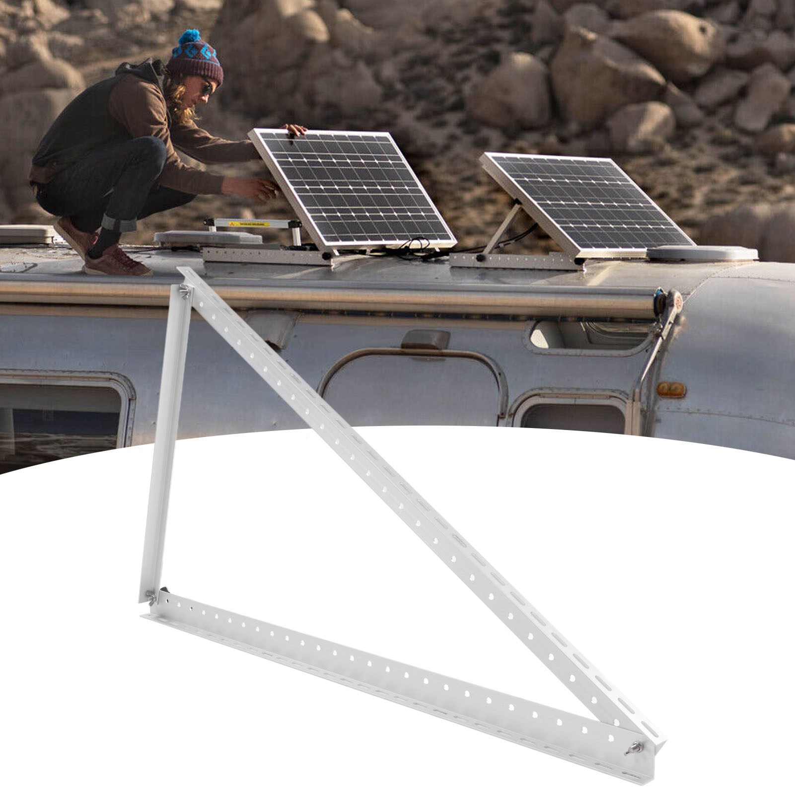 Zusammenklappbares 41-zoll-photovoltaik-stativ Aus Aluminiumlegierung, Tragbare Dreieckige Halterung Für Solarmodule, Geeignet Für 200-350w Photovoltaikmodule.