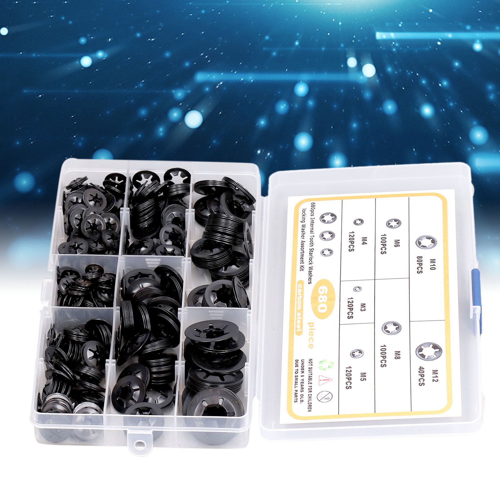 680 Sprite Unterlegscheiben Und Lagerclips Aus Kohlenstoffstahl M3-m12