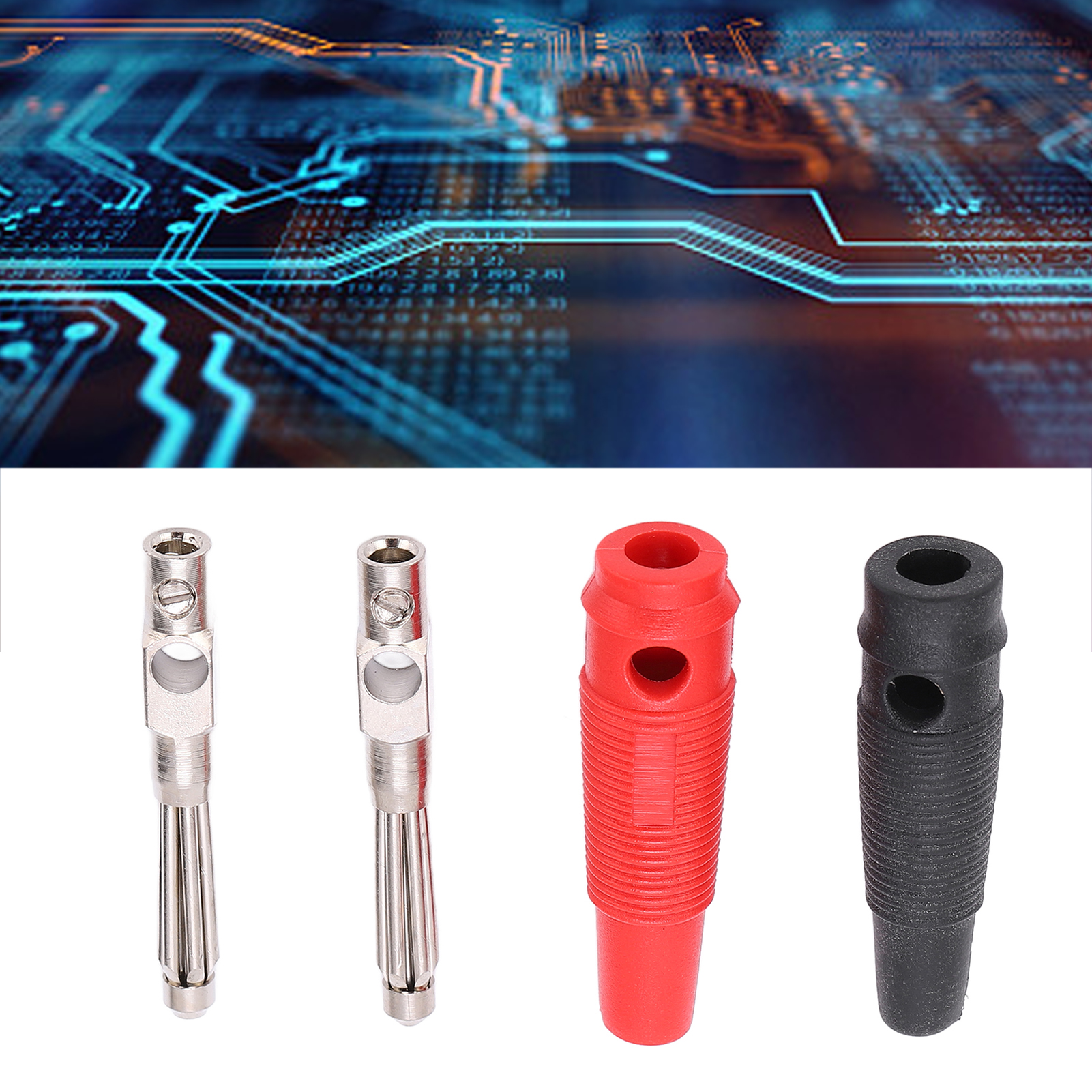 7-poliger, Rot-schwarzer Bananenstecker (22.113) Mit Weicher Gummihülle, Stecker Aus Reinem Kupfer, Schraubverriegelung, Lötfrei, Horizontale Bohrung, Stapelbar, 1000 V, 32 A