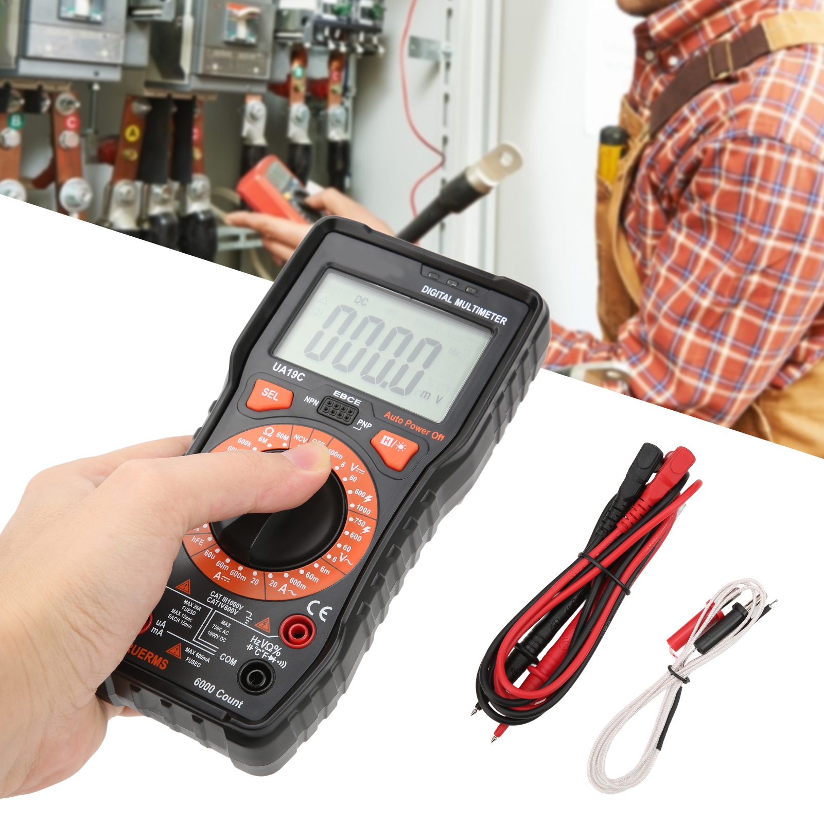 Ua19c 20a/1000v Hochpräzises Tragbares Digitalmultimeter Mit Akustischem Signal Für Den Heimgebrauch