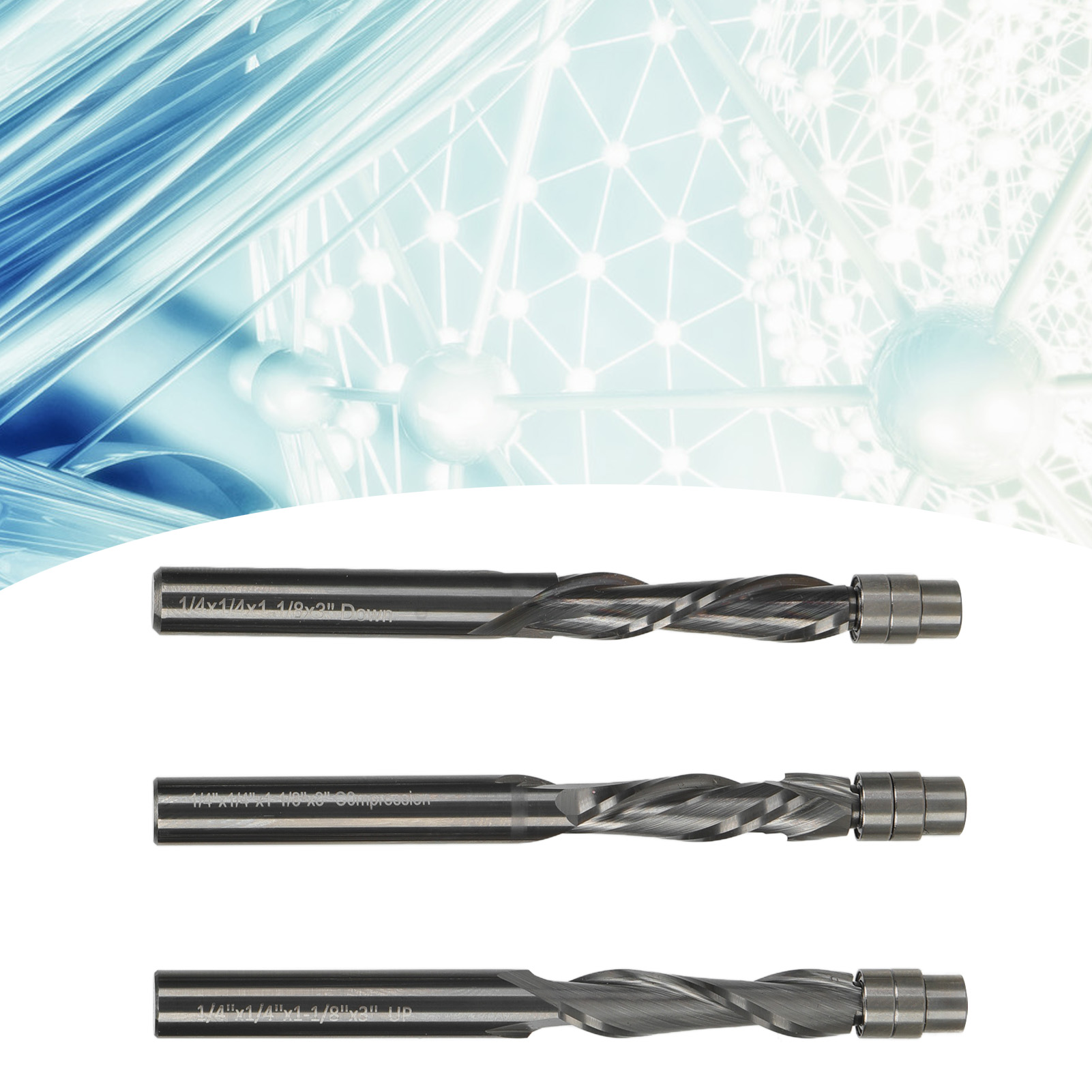 Set Aus 3 Spiralförmigen Bündigfräsern, 1/4 Zoll Vollhartmetall-bündigfräser