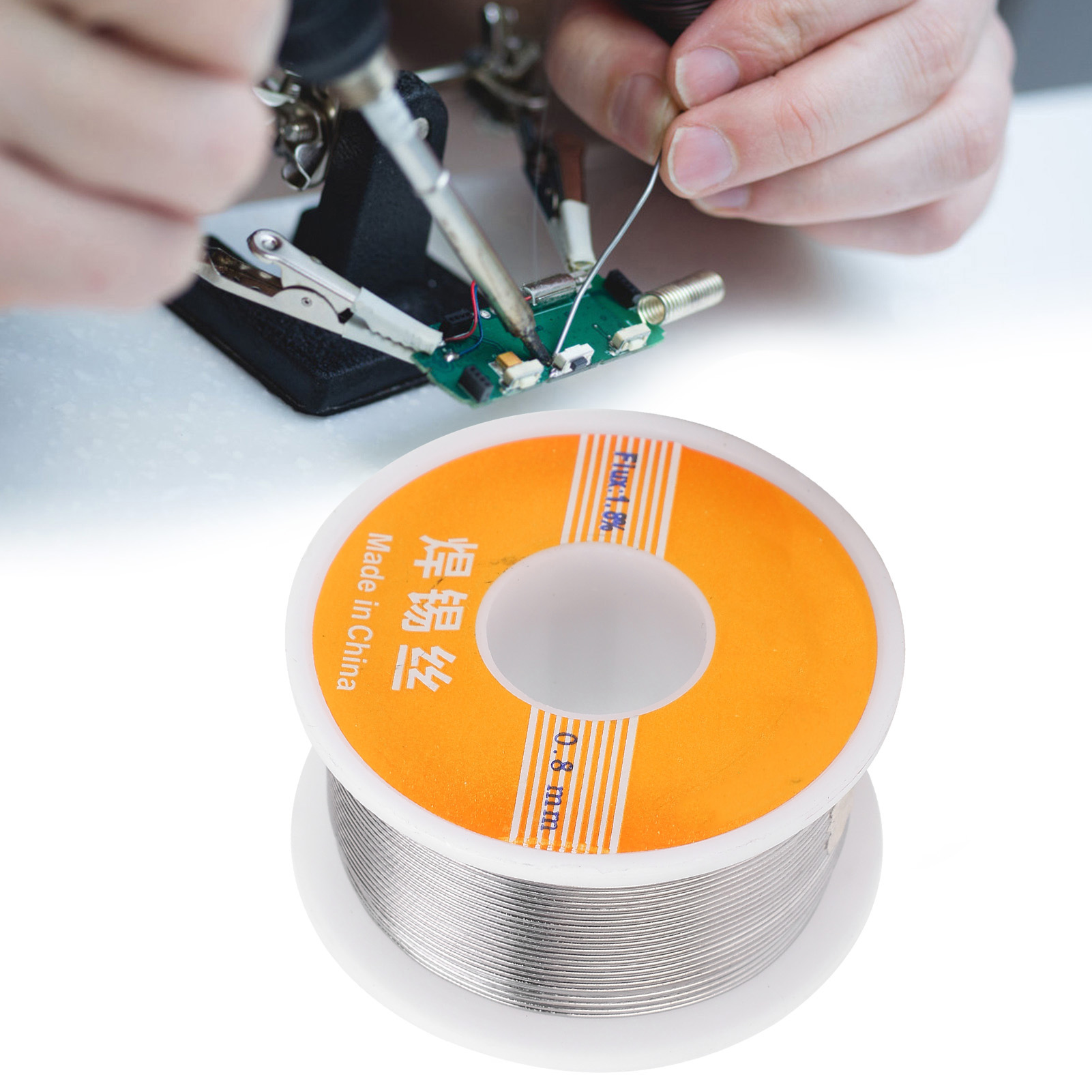 Blei-zinn-draht 63-37, Kolophoniumgehalt: 1,8 %, Drahtdurchmesser: 0,8 Mm, 100 G