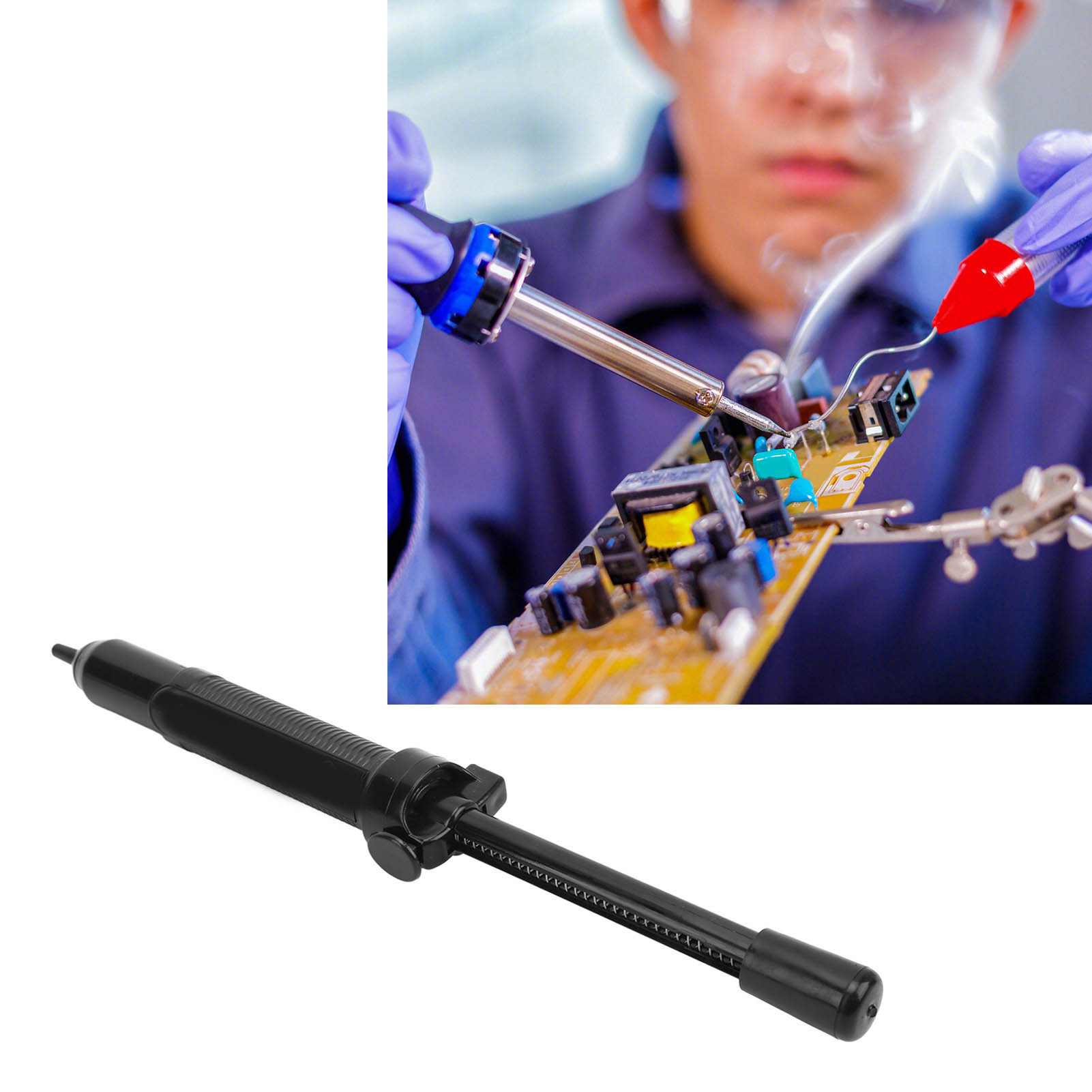 Best/bst-108 Große Entlötpumpe, Leistungsstarker Manueller Entlötstift, Elektronisches Lötflussmittel, Entlötstift, Schwarz