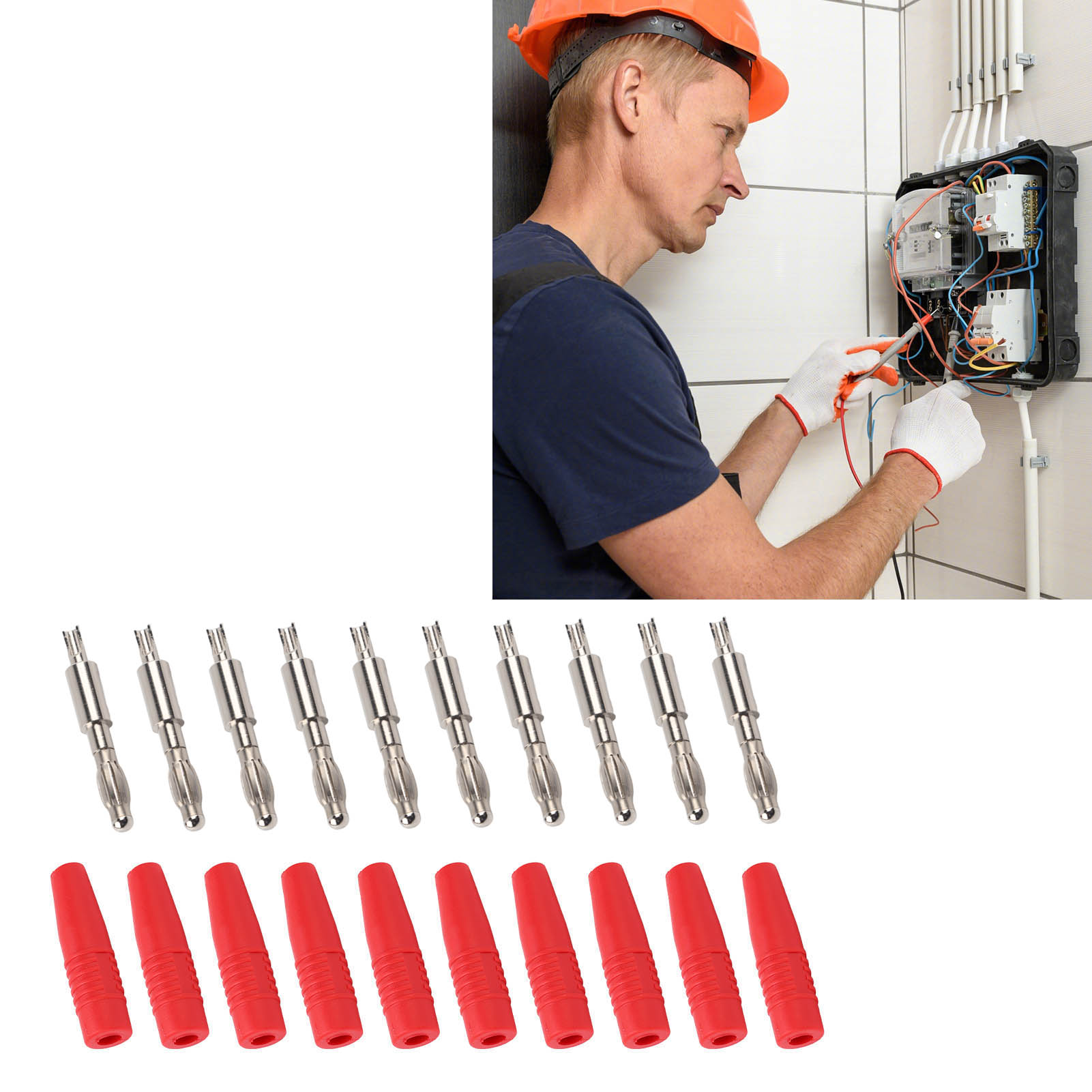 22.040 Laternen-bananenstecker 4,0 Mm, Reinkupfer, Vernickeltes Metall, Spritzgegossen, Zubehör, Verlötete Steckeranschlüsse, Rot