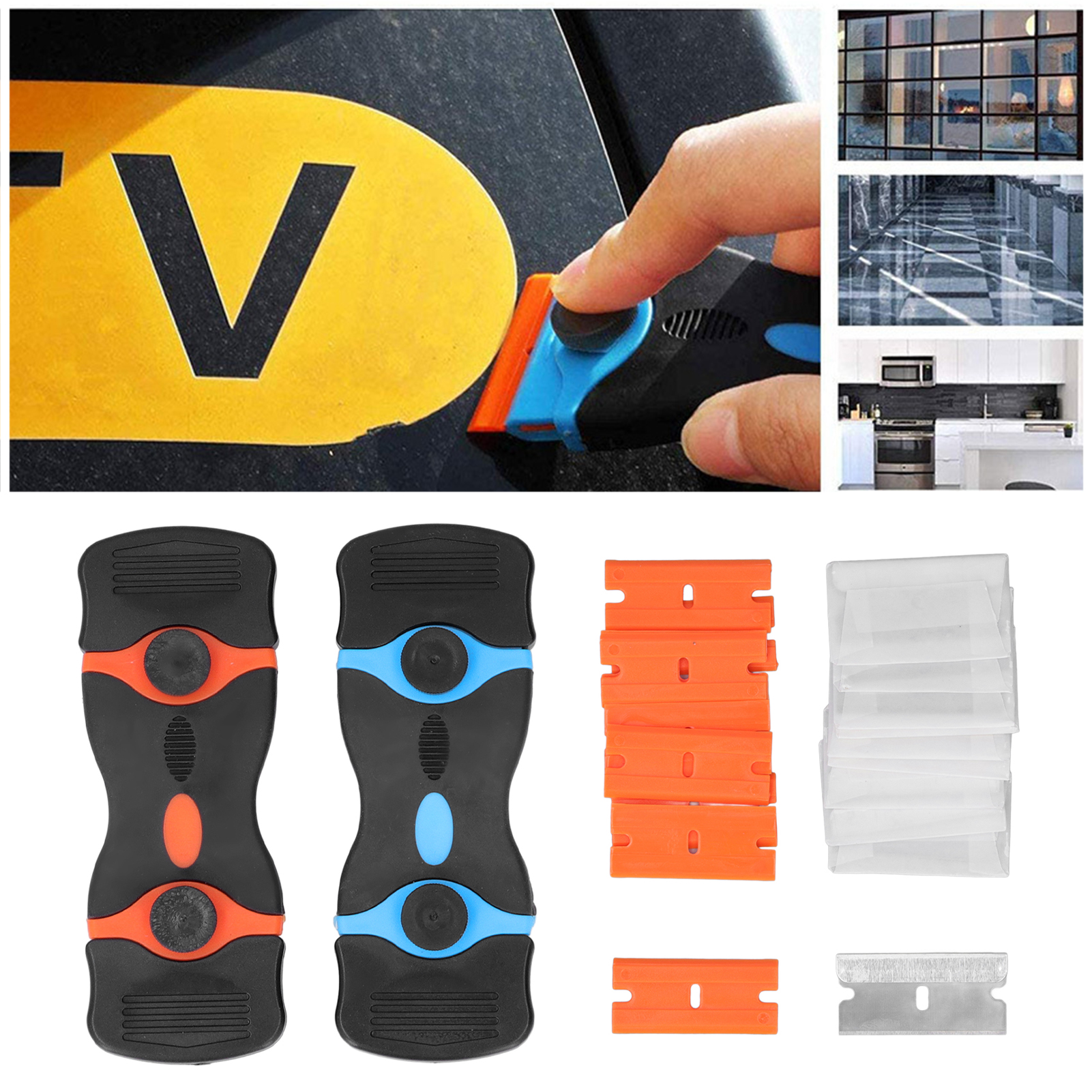 Set Mit 22 Blauen Und Orangen Doppelklingenschabern