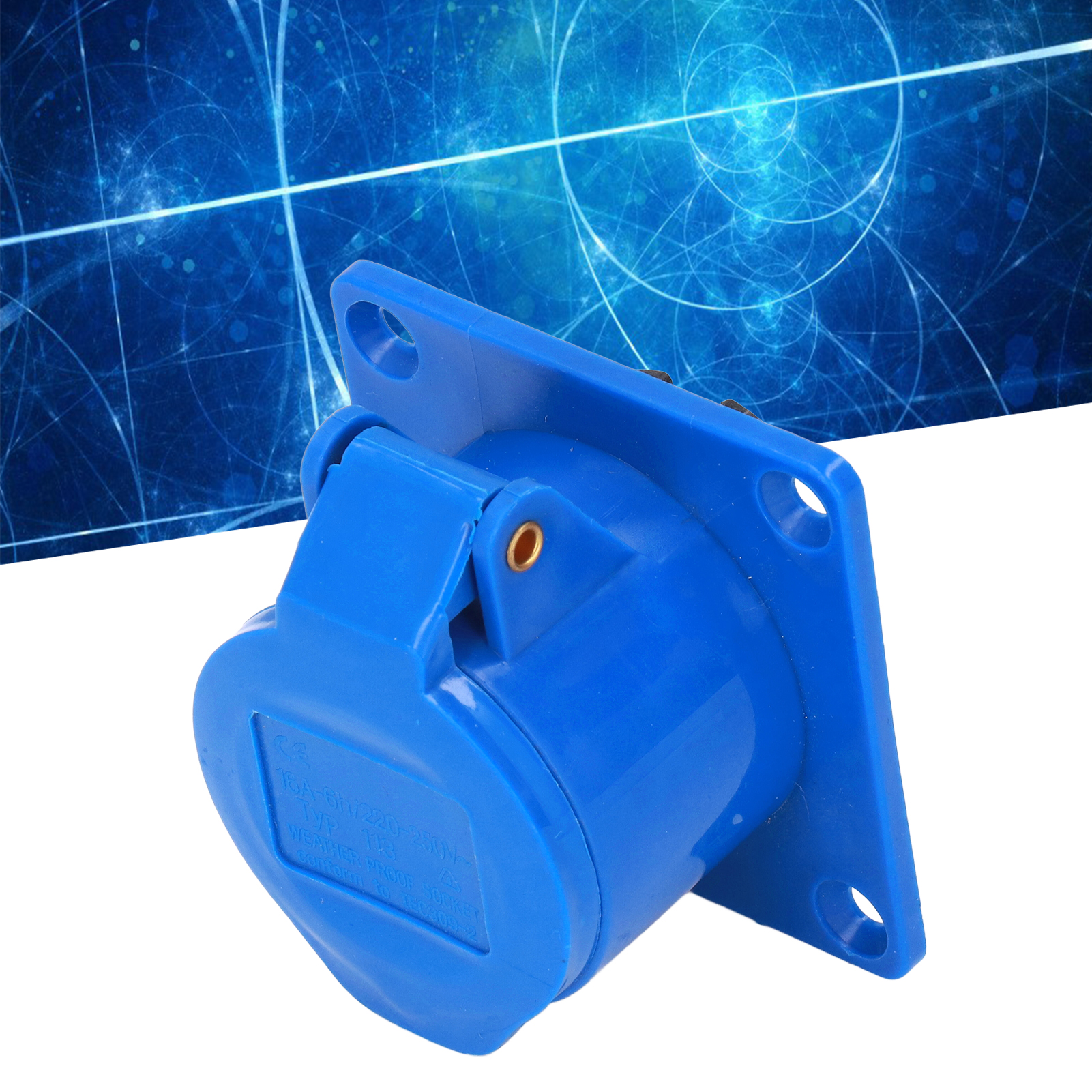 Versenkte Industrielle 3-polige Steckdose, Cee-stecker, Blau, Ip44 Typ 113