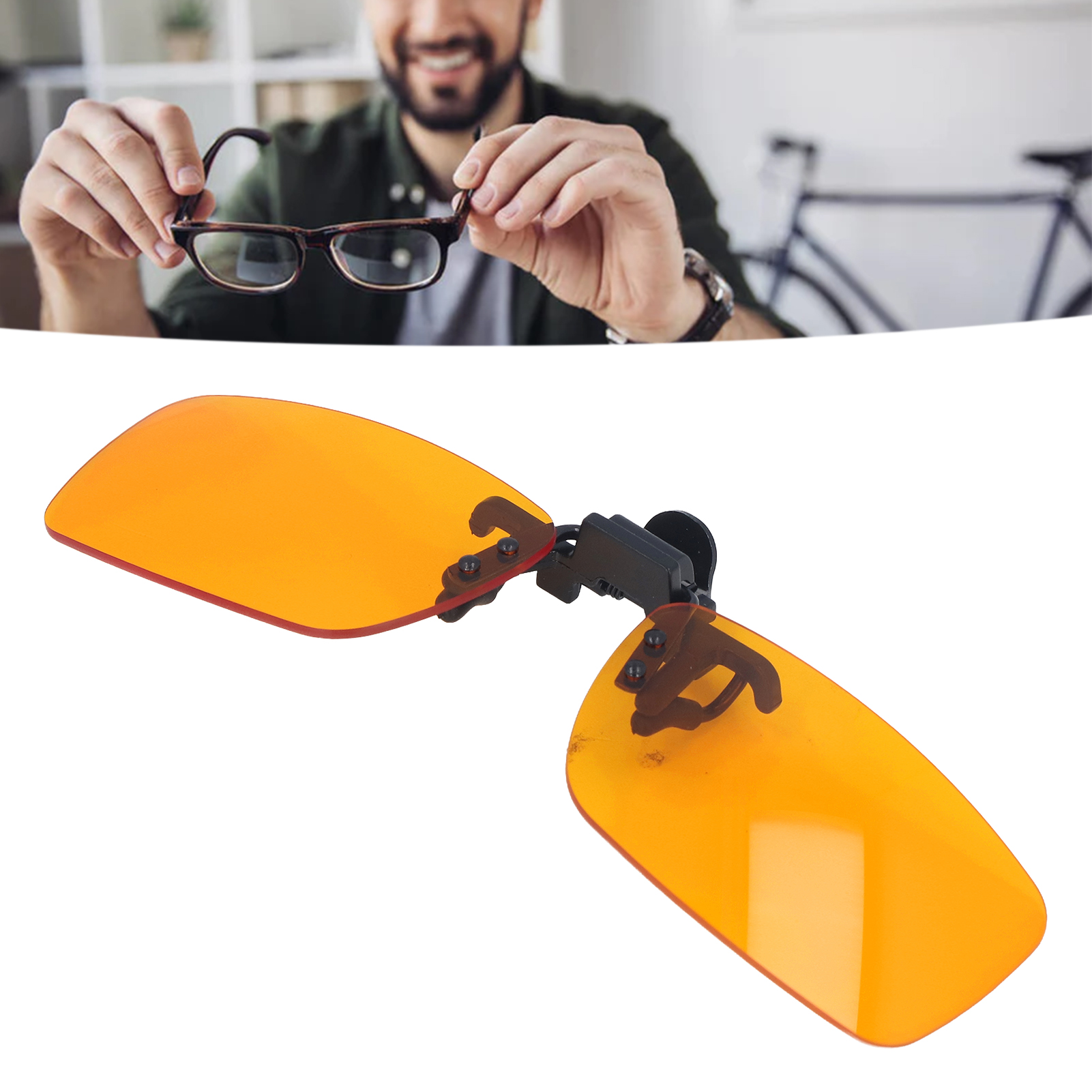 Tragbare, Orangefarbene, Aufsteckbare Schutzbrille Gegen Strahlung Und Blaues Licht, Quadratische Form