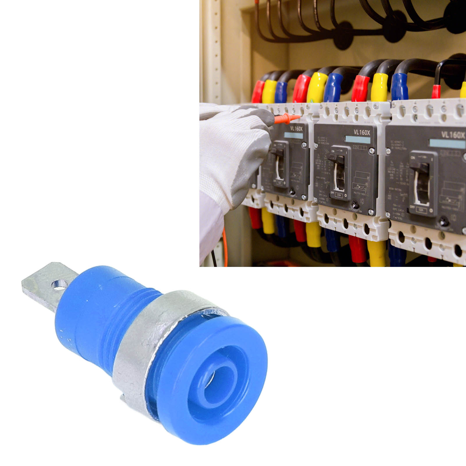 4 Mm Bananenstecker, Sicherheitstyp, Schleifenklemmenblock Aus Reinem Kupfer, 12 Mm Erdungsklemme, Blauer Klemmenblock.