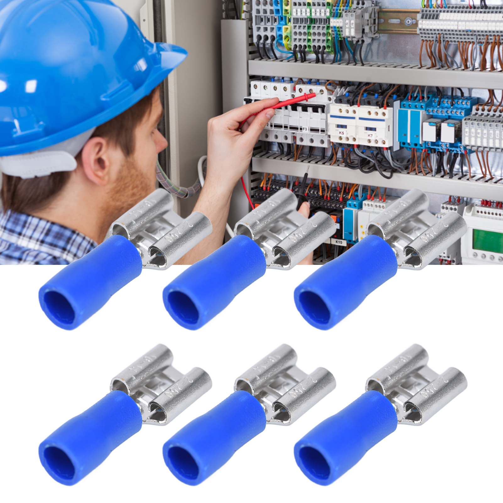 Fdd2-250 Isolierte Elektrische Crimp-buchse Für 1,5 Bis 2,5 Mm² Kabelverbinder/steckverbinder (blau).
