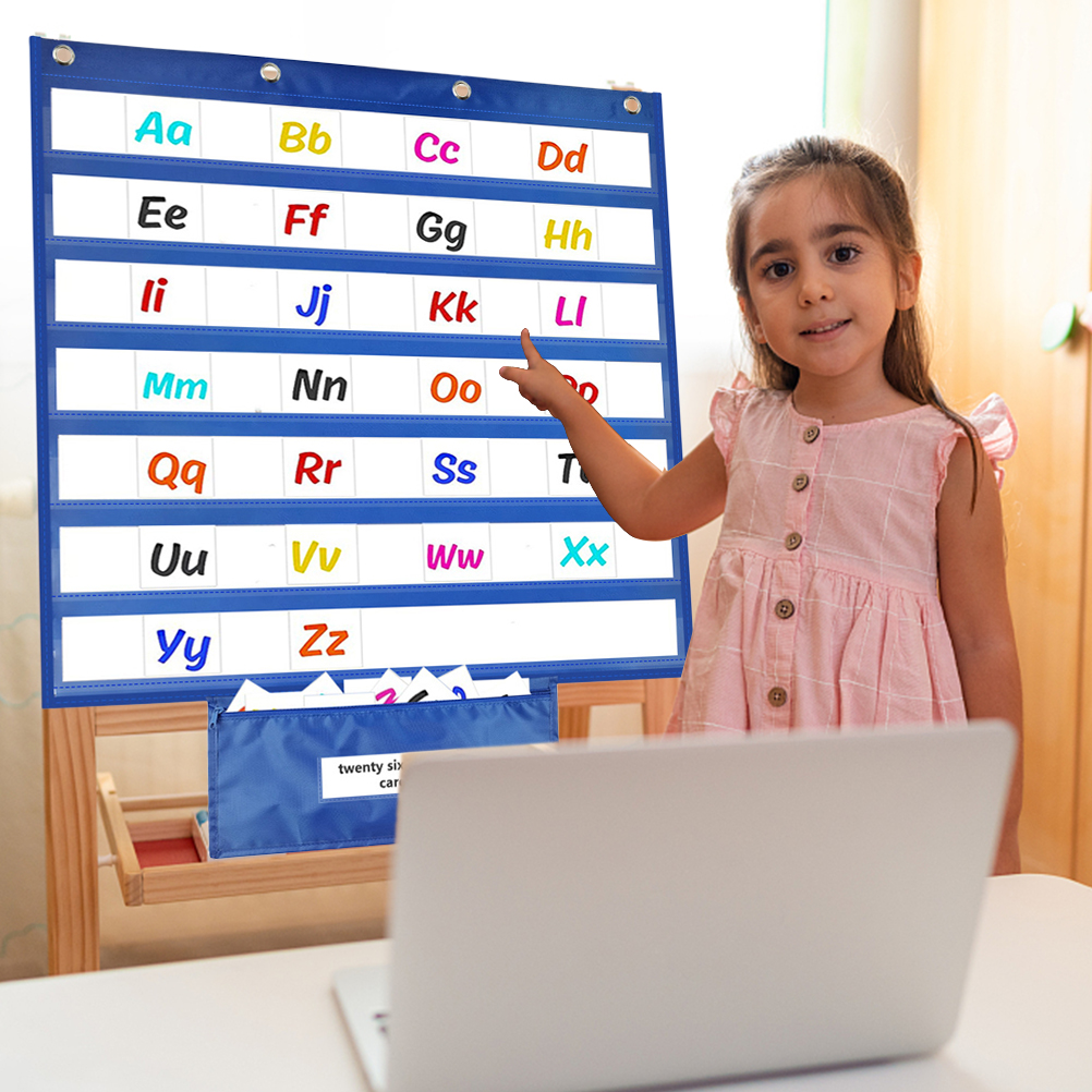 Stück Multifunktionale Taschentafel Mit Standards, Geschichtenstreifen, Satzstreifen Und Wortkarten Für Den Unterricht – Blaue Tasche