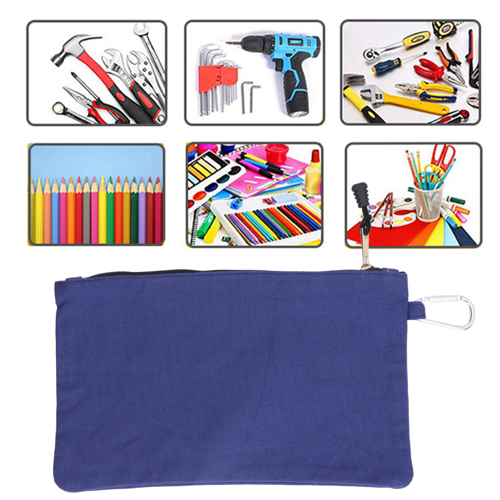 Multifunktionale Werkzeugtasche Aus Dickem Canvas Mit Metallreißverschluss, Preußischblau.