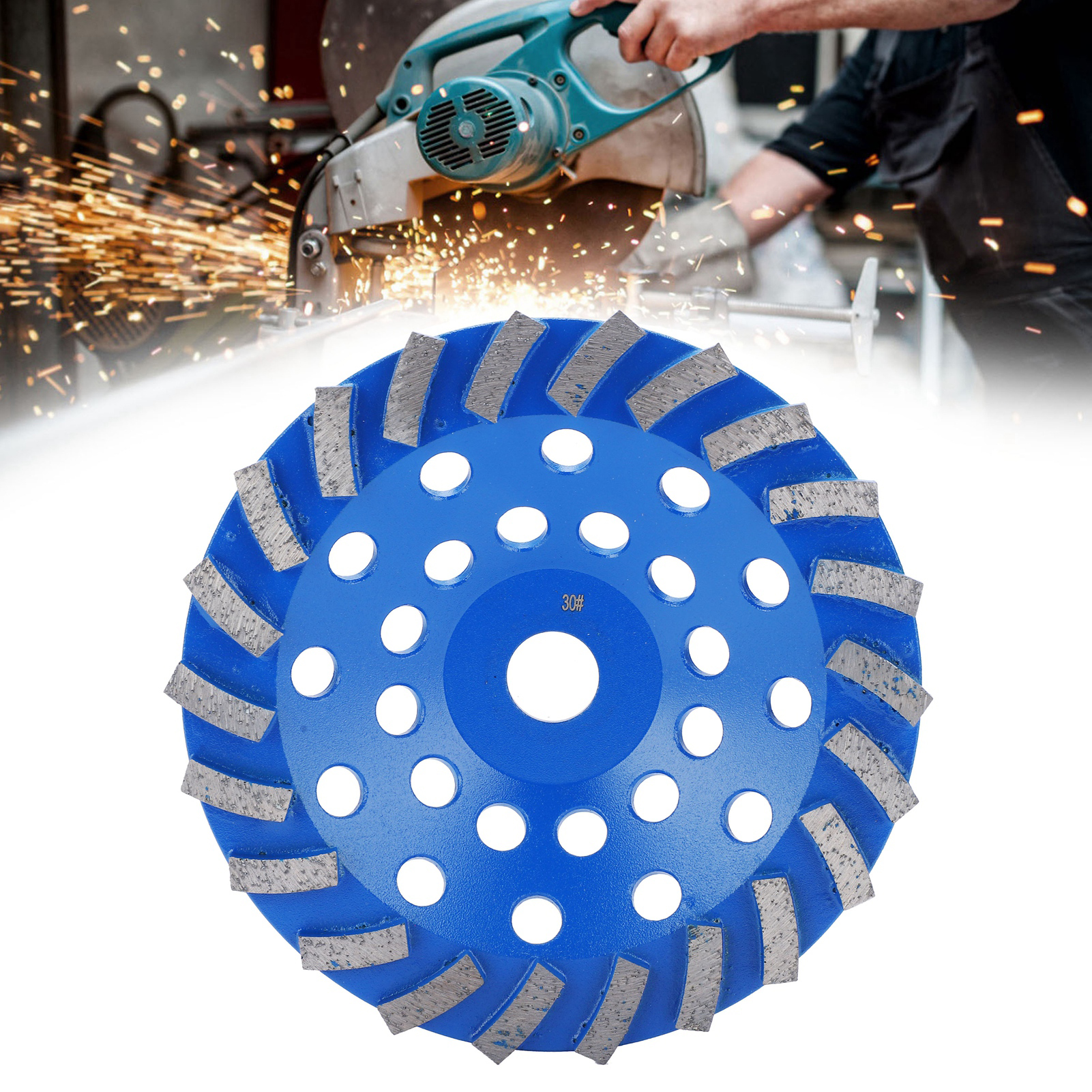 Diamantschleifblöcke, Schleifscheiben Für Beton Und Zement, Schleifköpfe Für Metalle, Blau, 180 Mm, Körnung 30