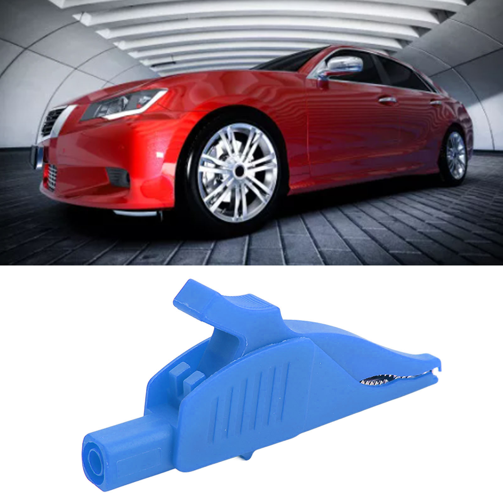 J.60042 Hochstrom-krokodilklemme Aus Messing Mit Isolierung, Prüfklemme In Delfinform Mit 4 Mm Sicherheitsbügel, Blaue Krokodilklemme
