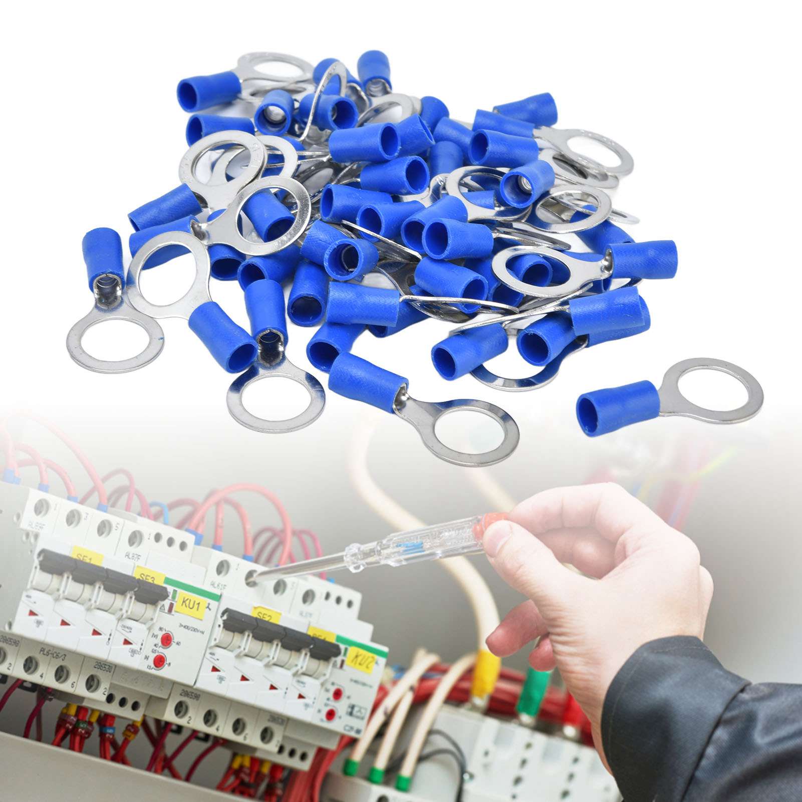 Rv5.5-12 Vorisolierte Kupferring-crimpklemmen Awg12-10 Drahtverbinder (50 Stück)