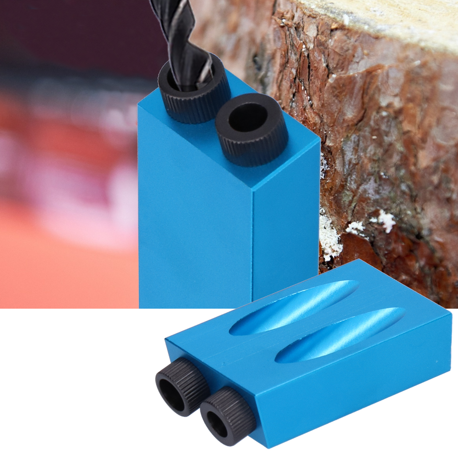 Blaue 15°-neigungspositionierbohrmaschine Für Die Holzbearbeitung Mit Positionierer Zum Bohren Und Öffnen Von Löchern. Dreipunktbohrer.