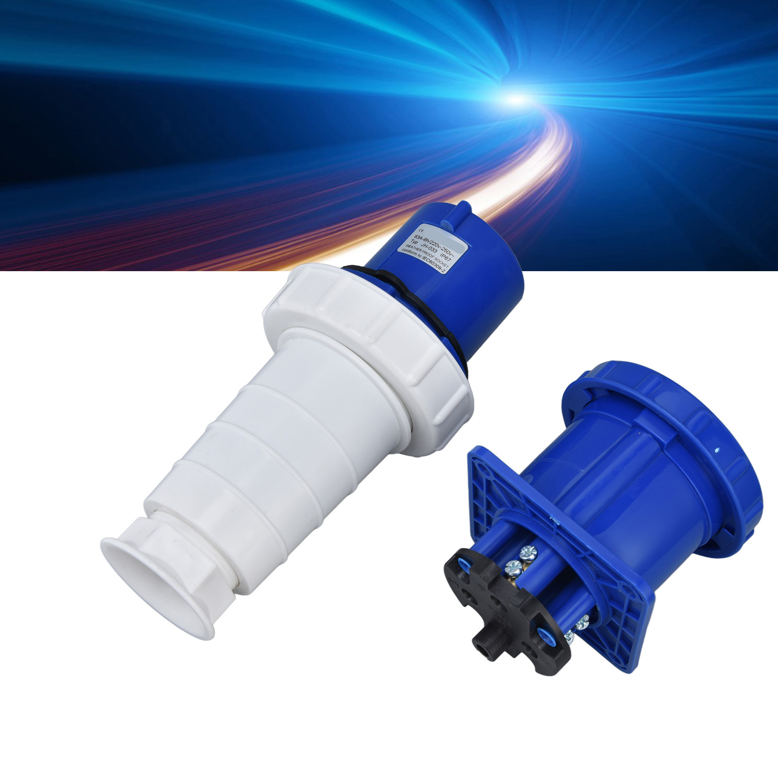 Einbaustecker Und -buchse Für Industrielle Luftfahrt, Dreiphasig, Wasser- Und Regendicht, Industrielles Kabelkupplungsset, 220–250 V 63 A 2p+e 3-polig Ip67