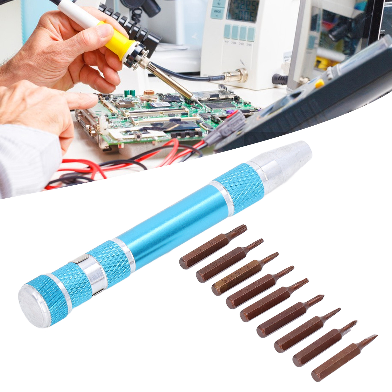 Stiftförmiger Schraubendreher Mit Integrierten Bits, Präzisionsschraubendreher-set, Werkzeug Zur Reparatur Elektronischer Produkte, Stiftkörper Aus Aluminium + Bits, 9-in-1 Tragbares Werkzeugset.