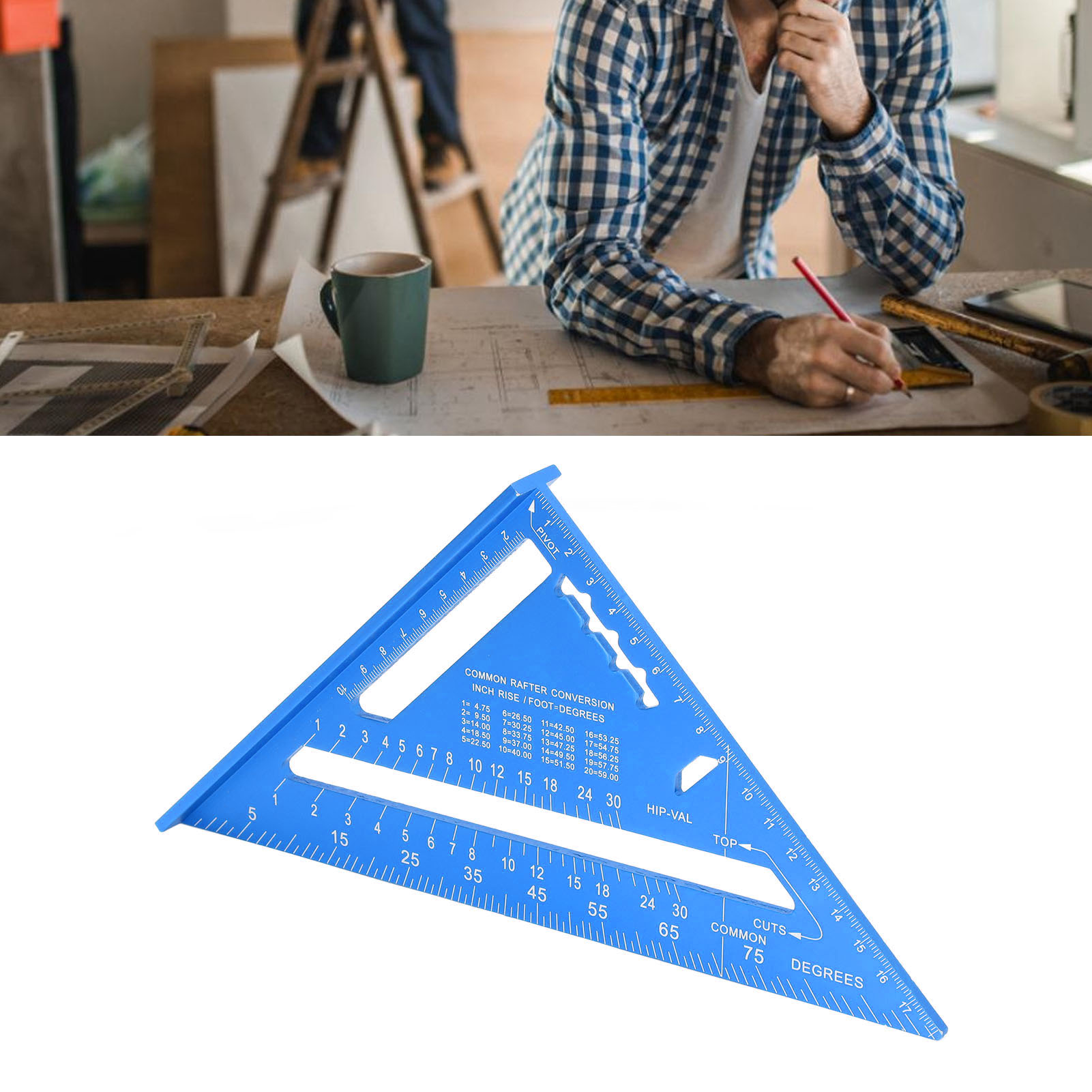 7-zoll-90°-dreiecklineal Aus Aluminiumlegierung Für Holzbearbeitung (blau)