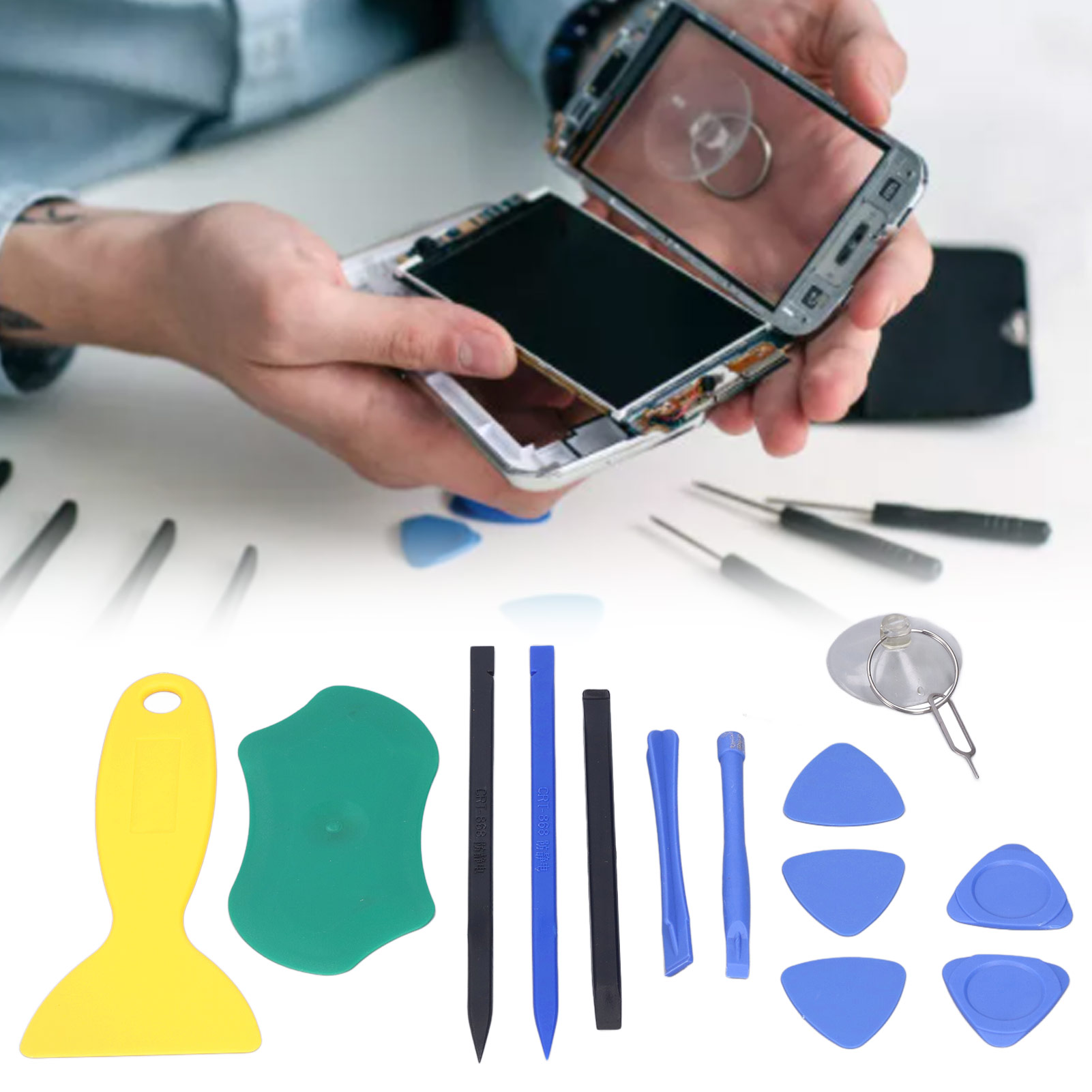 Set Aus 12 Dreieckigen Kunststoffhebeln Zur Reparatur Und Demontage Von Mobiltelefonen, Kompatibel Mit Apple Laptops, Mobiltelefonen, Ipads Und Computern.