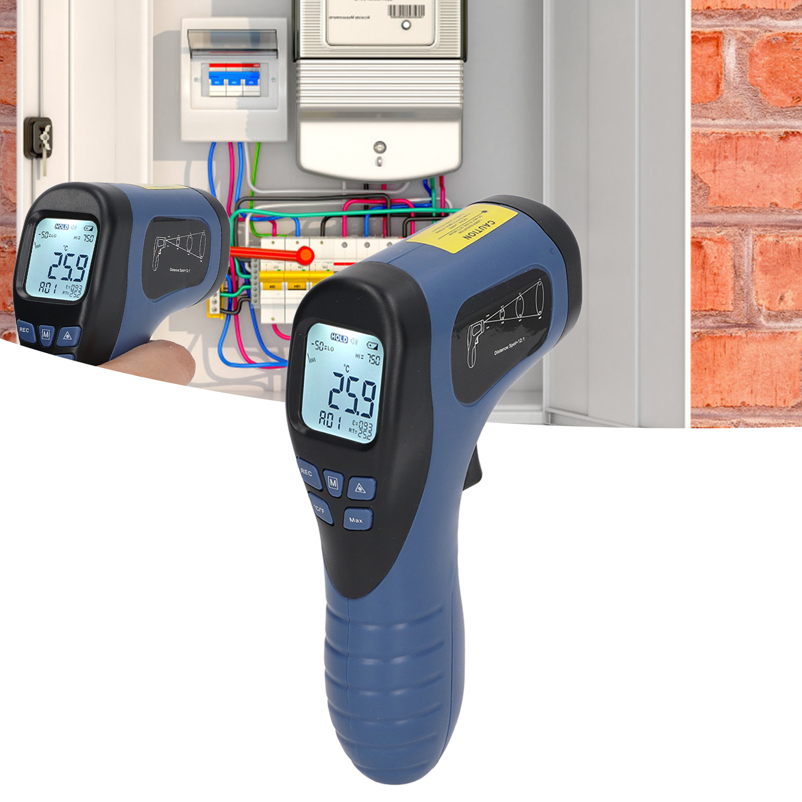 Tragbare Digitale Wärmebildkamera Für Objekte, Berührungslose Wärmebildkamera, Industrielles Temperaturmessgerät Für Objekte, -50°c Bis 750°c, Entfernung-zu-messfleck-verhältnis 12:1, Einstellbarer Em