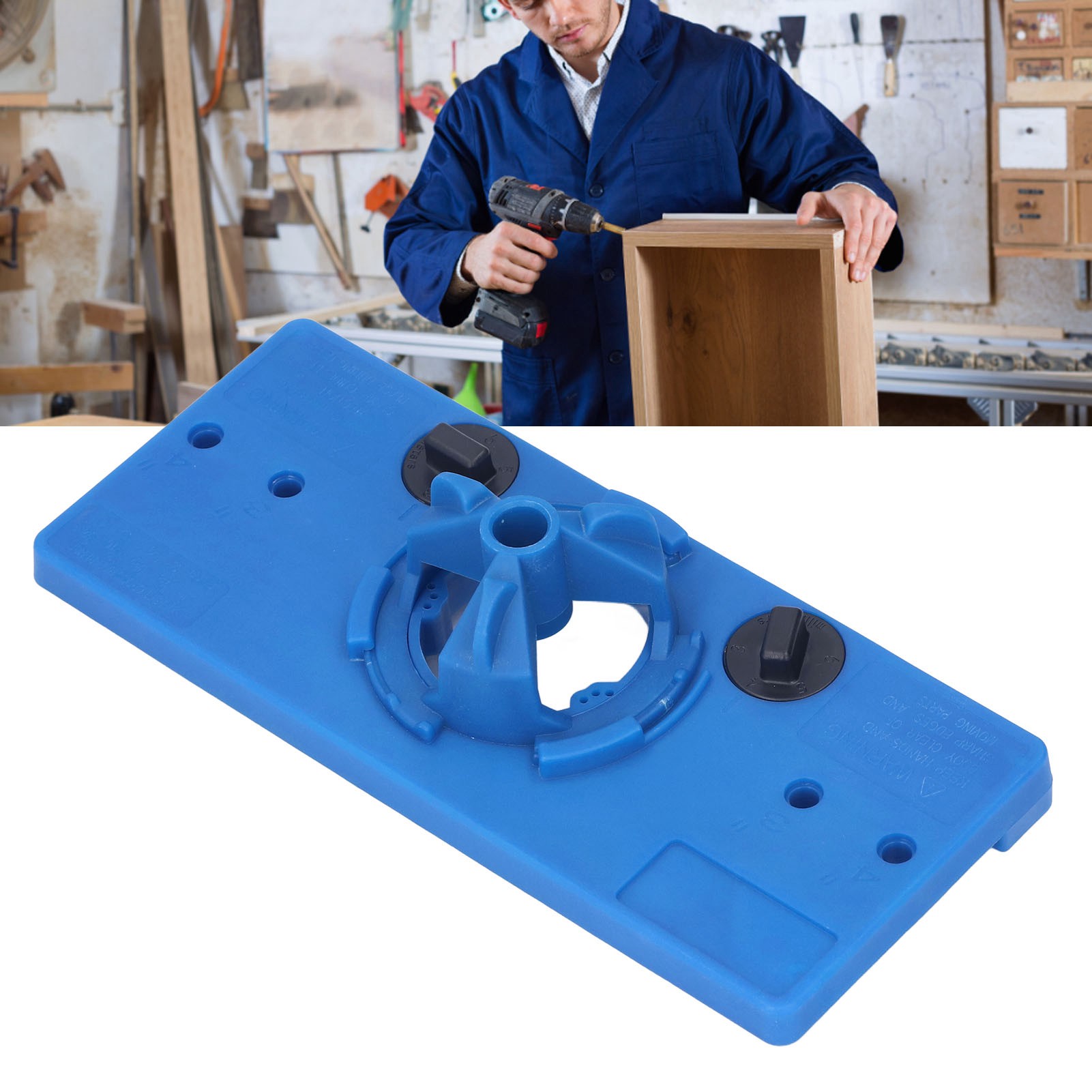 Set Aus 35-mm-scharnierpositionierern + Kleinem Blauen Schlüssellochpositionierer (blau)