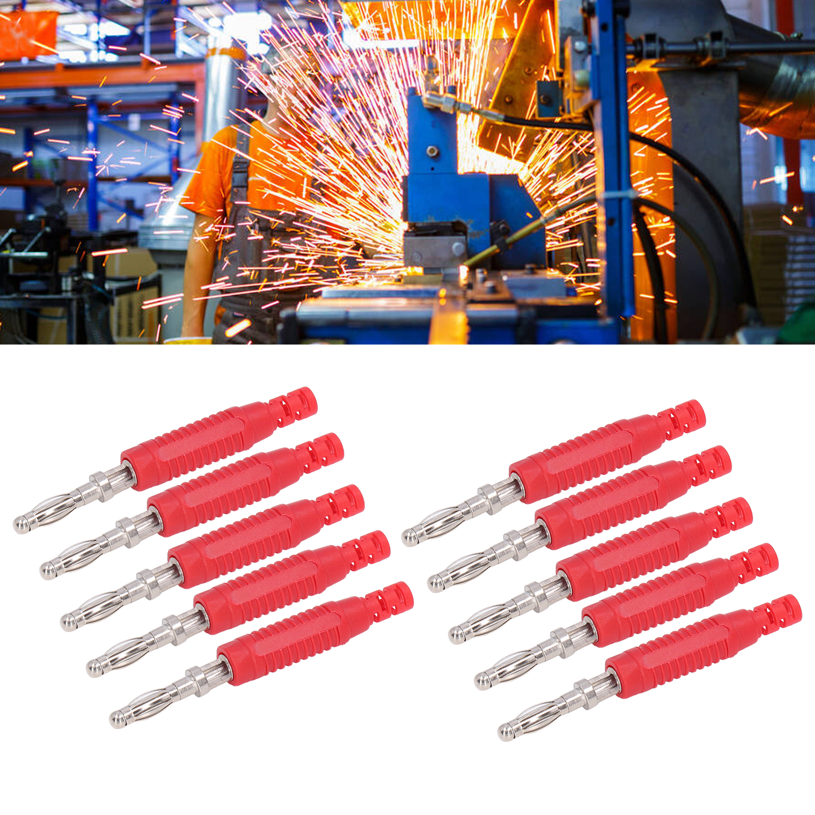 J.10031 Hochwertiger Pa-bananenstecker Aus Kupfer In Laternenform Mit Isolierrohr, Steckstecker-stecker, 10 Stück Pro Packung, Rot.
