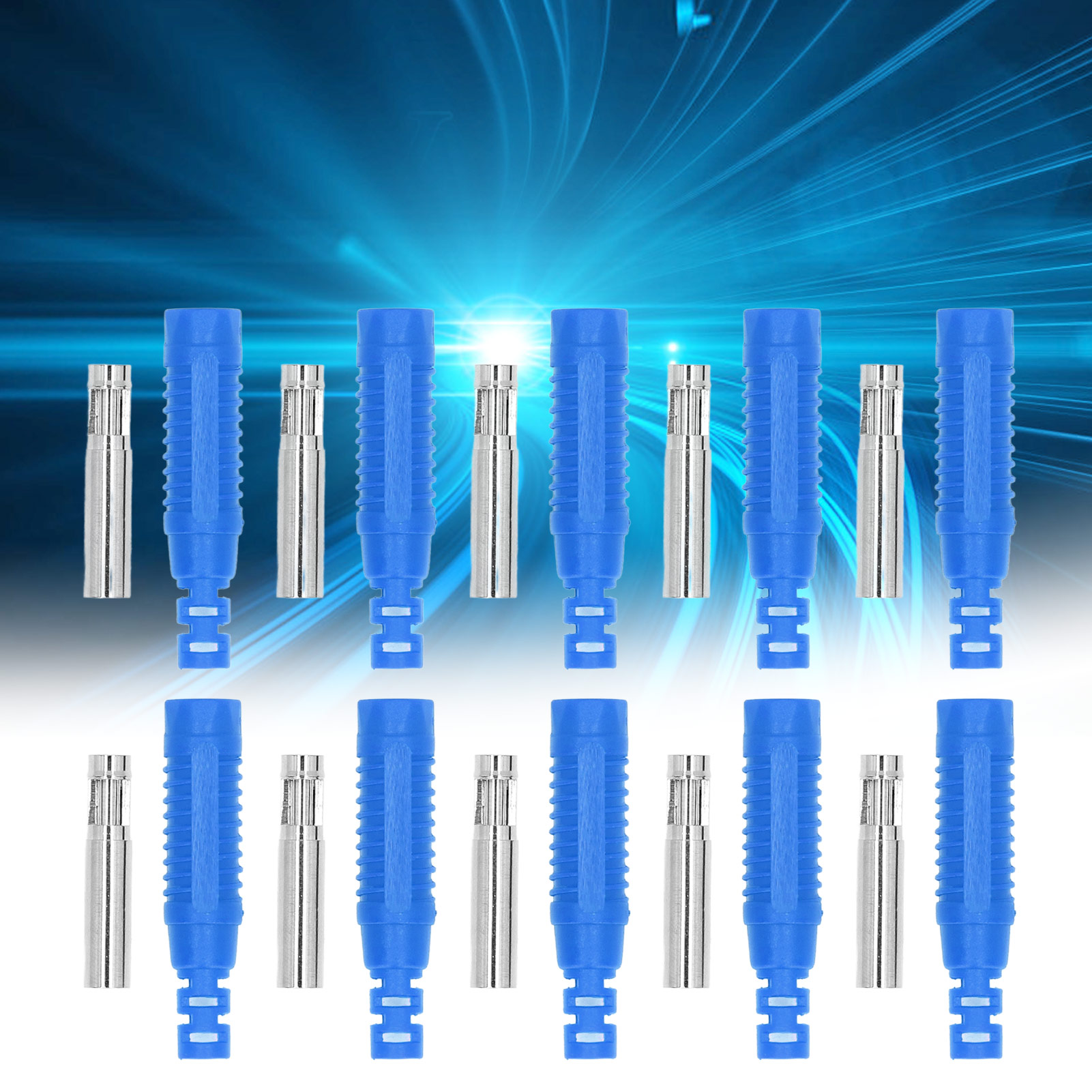 J.10031 Hochwertiger Pa-bananenstecker Aus Kupfer, Laternenförmig, Mit Isolierrohr Und Steckstecker, 10 Stück Pro Los (blau)