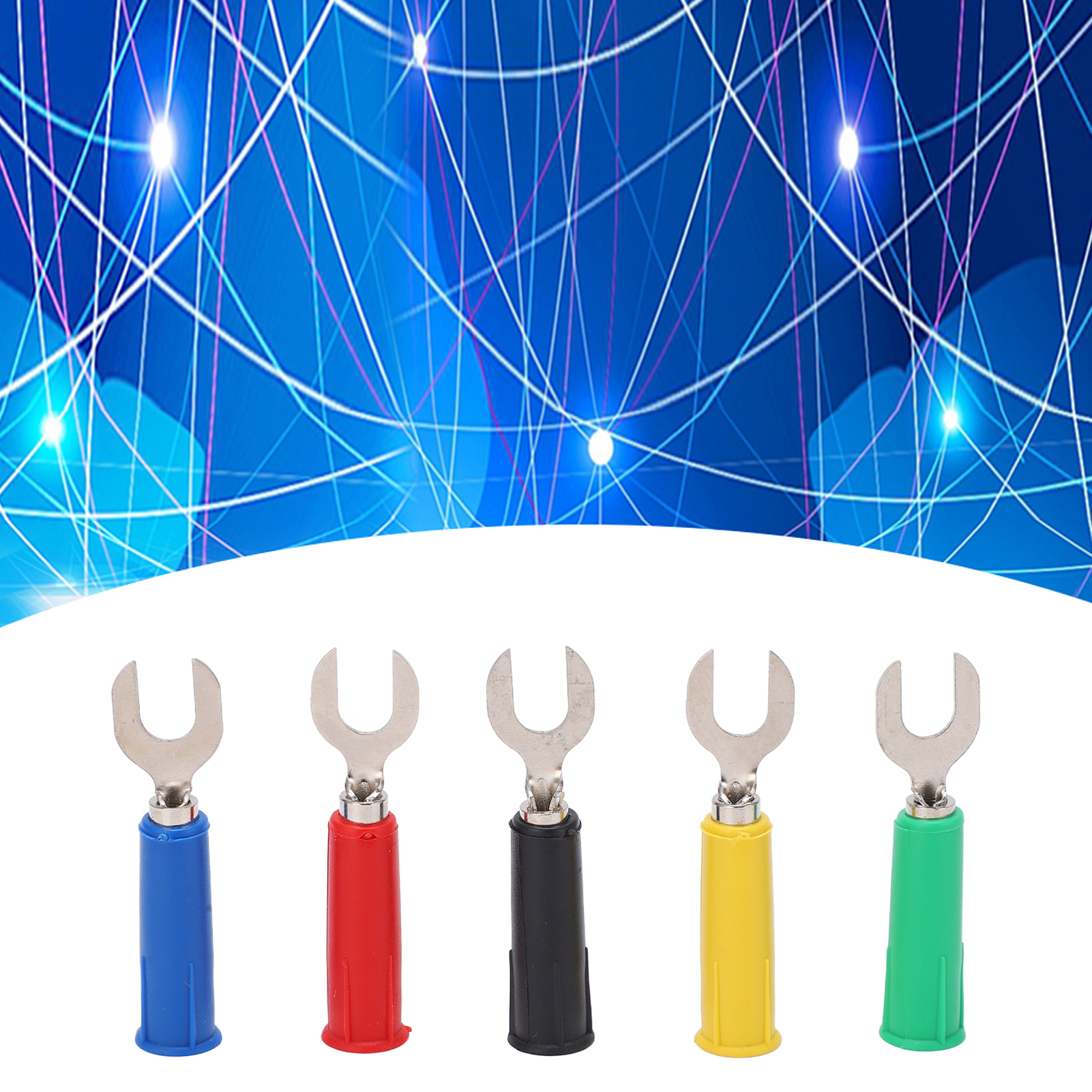 Stecker-auf-bananenstecker-adapter (rot, Schwarz, Gelb, Blau, Grün, 2er-set Im Set Erhältlich) J.20019 Hochspannungsfester 6-mm-typ-u-stecker-auf-typ-u-stecker-adapter Mit 4-mm-steckerende