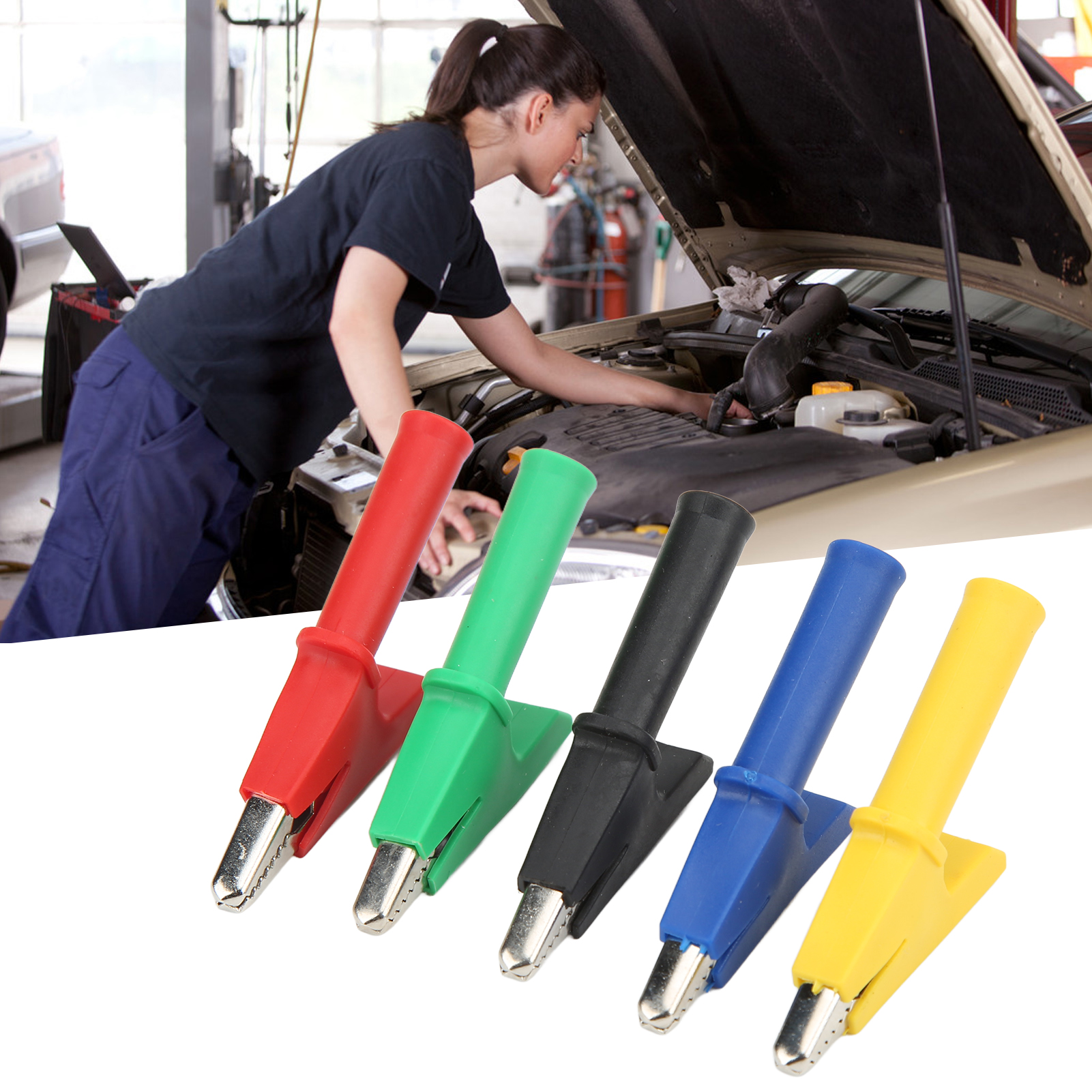 10-mm-testclip-adapter Mit Offenem Anschluss Und 4-mm-klinkenstecker Am Ende, Krokodilklemme 60049, Verkauft In 2er-packs (halb Rot, Schwarz, Gelb, Blau, Grün).