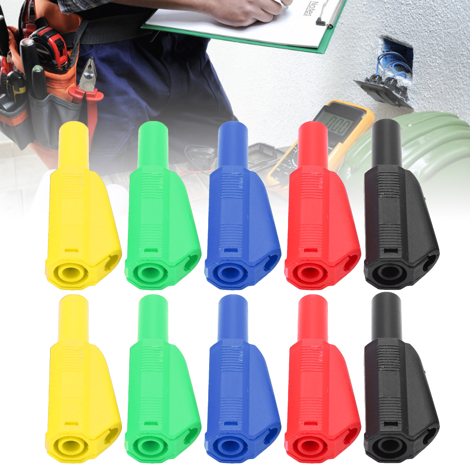 Isolierter Bananenstecker U29 4 Mm, Stapelbar (rot, Schwarz, Gelb, Grün, Blau)