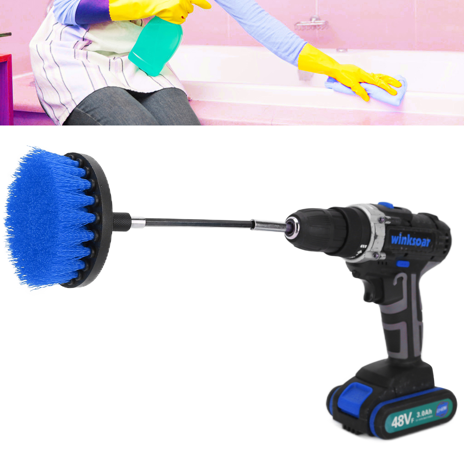 4-teiliges Set Für Waschmaschine, Multifunktionale Elektrische Waschmaschine, Bohrer, Reinigungsbürste Und Zubehör (blau)