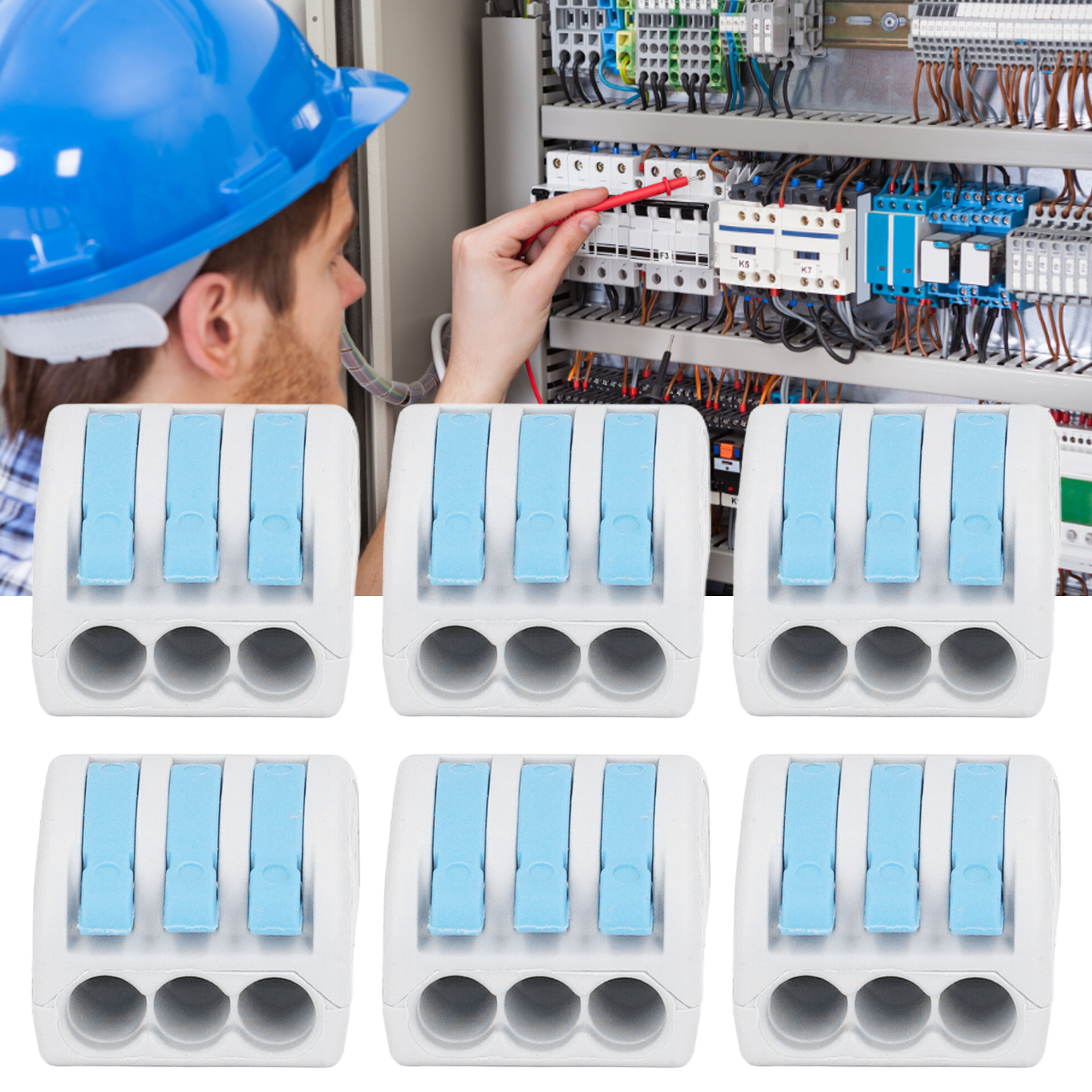 Pct-213 Drahtverbinder, Kompakter 3-port-einziehverbinder, Steckverbinder, Blau, 50