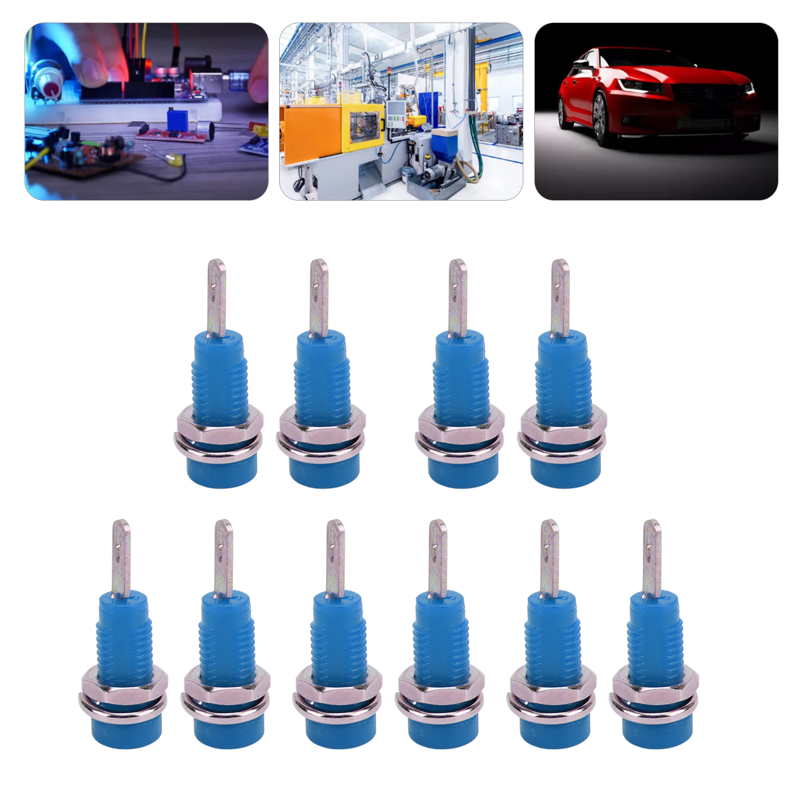 J.40003 2 Mm Bananenstecker Mit Innenliegender Federklemme, 2 Mm Einbaustecker, Verkauft In 10er-packungen, Blau.