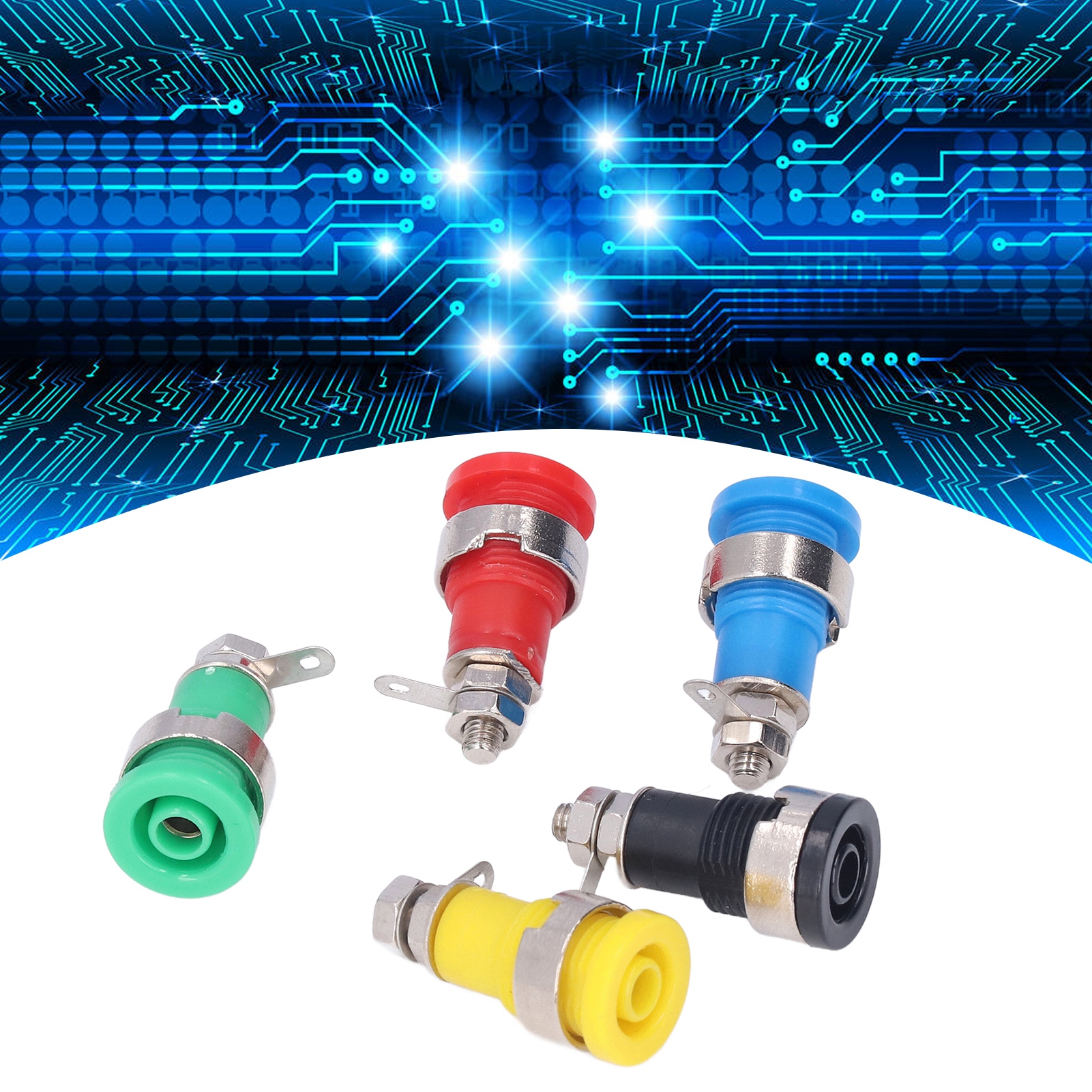 Sicherheitssteckdose Für Armaturenbrett, Bananenstecker, 4 Mm, Reine Kupferanschlüsse (rot, Schwarz, Gelb, Blau, Grün), Verkauft In 10er-packungen.