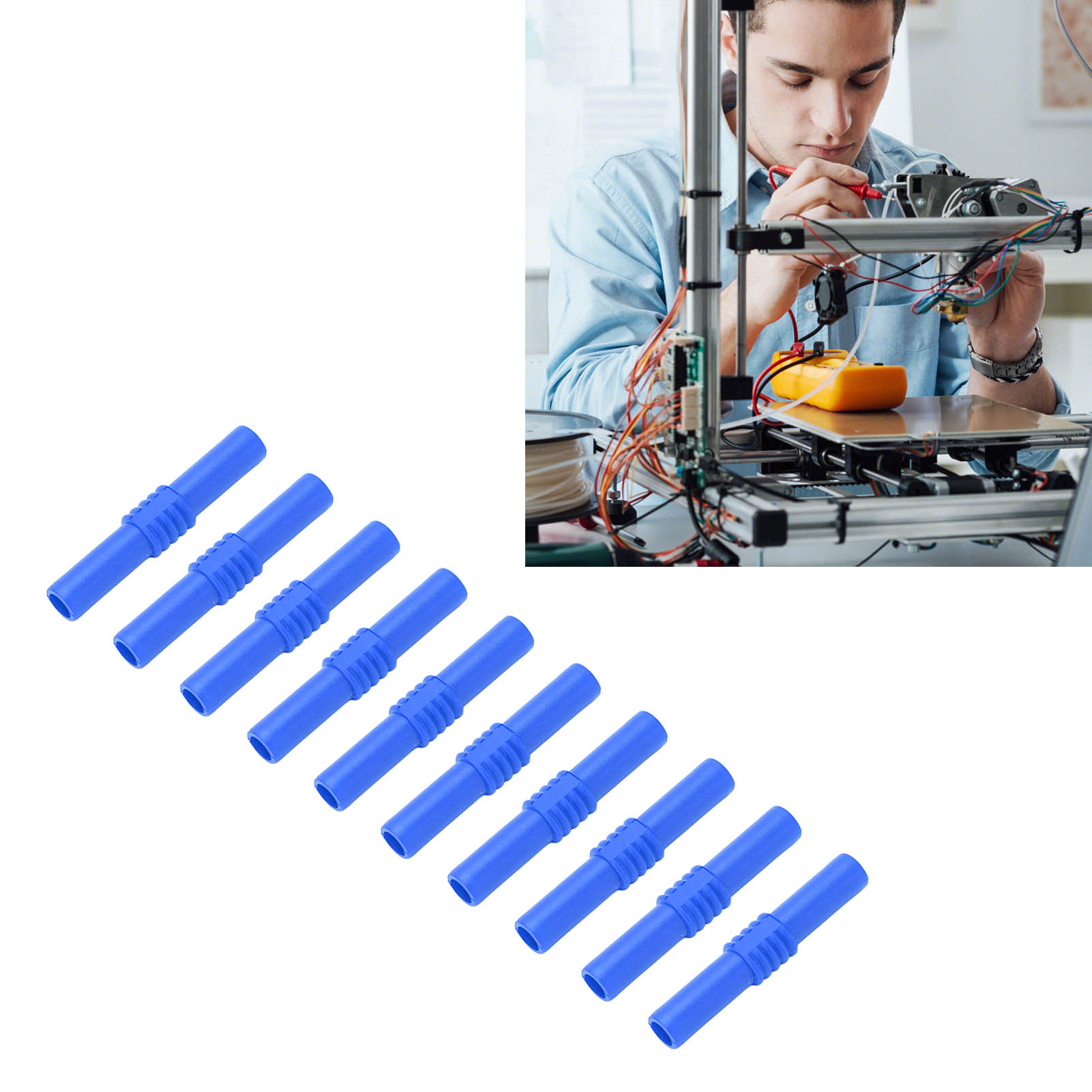 J.20009 4 Mm Bananenstecker-adapter (weiblich Auf Weiblich), Kurzschlusssicherer, Isolierter Bananenstecker, Verkauft In 10er-packungen, Blau.