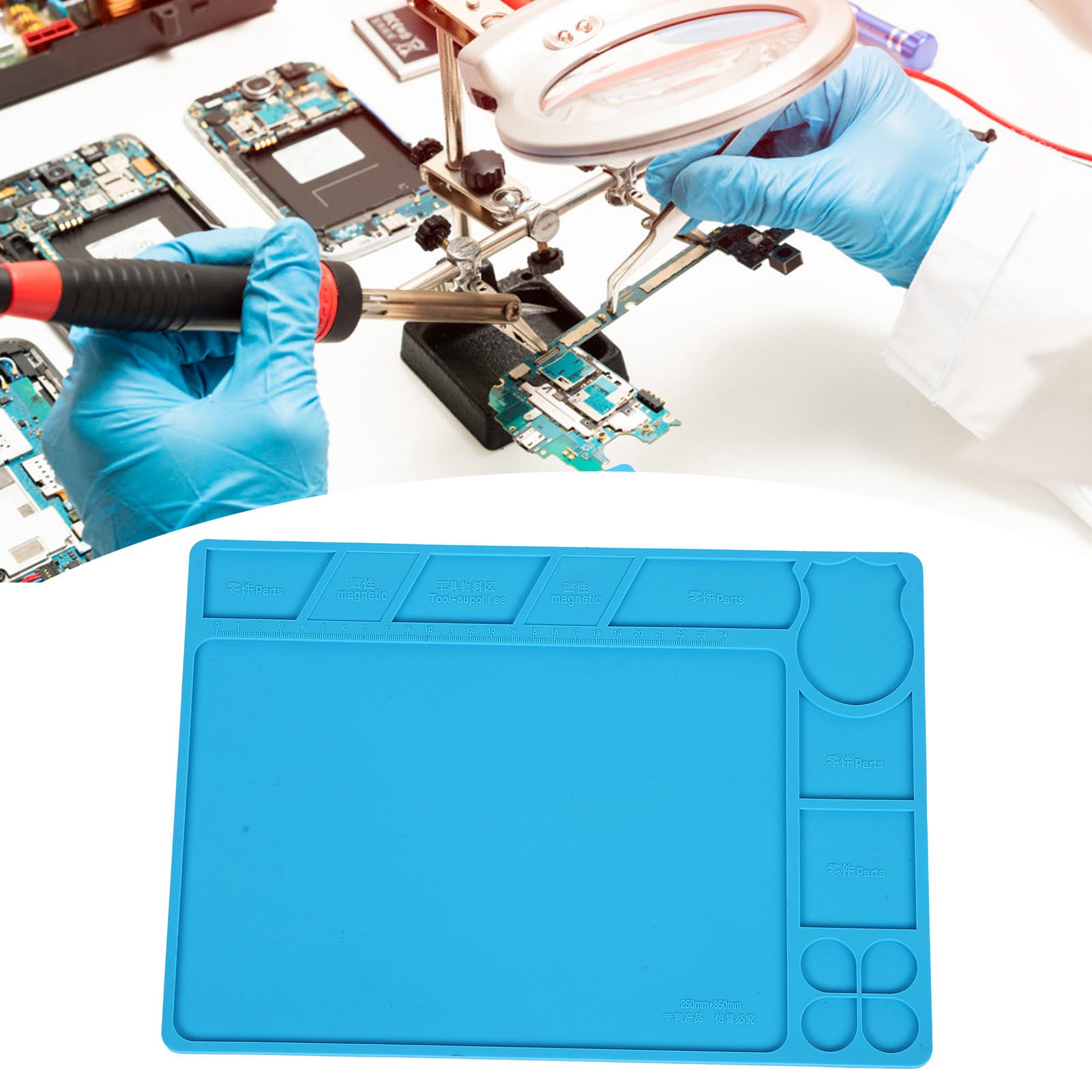 Hochtemperatur-magnet-isoliermatte Für Werkbänke, Beständig Gegen Heißluftpistolen Und Lötkolben, Hitzebeständige Matte Für Handyhalterungen, Rutschfeste Silikon-tischmatte